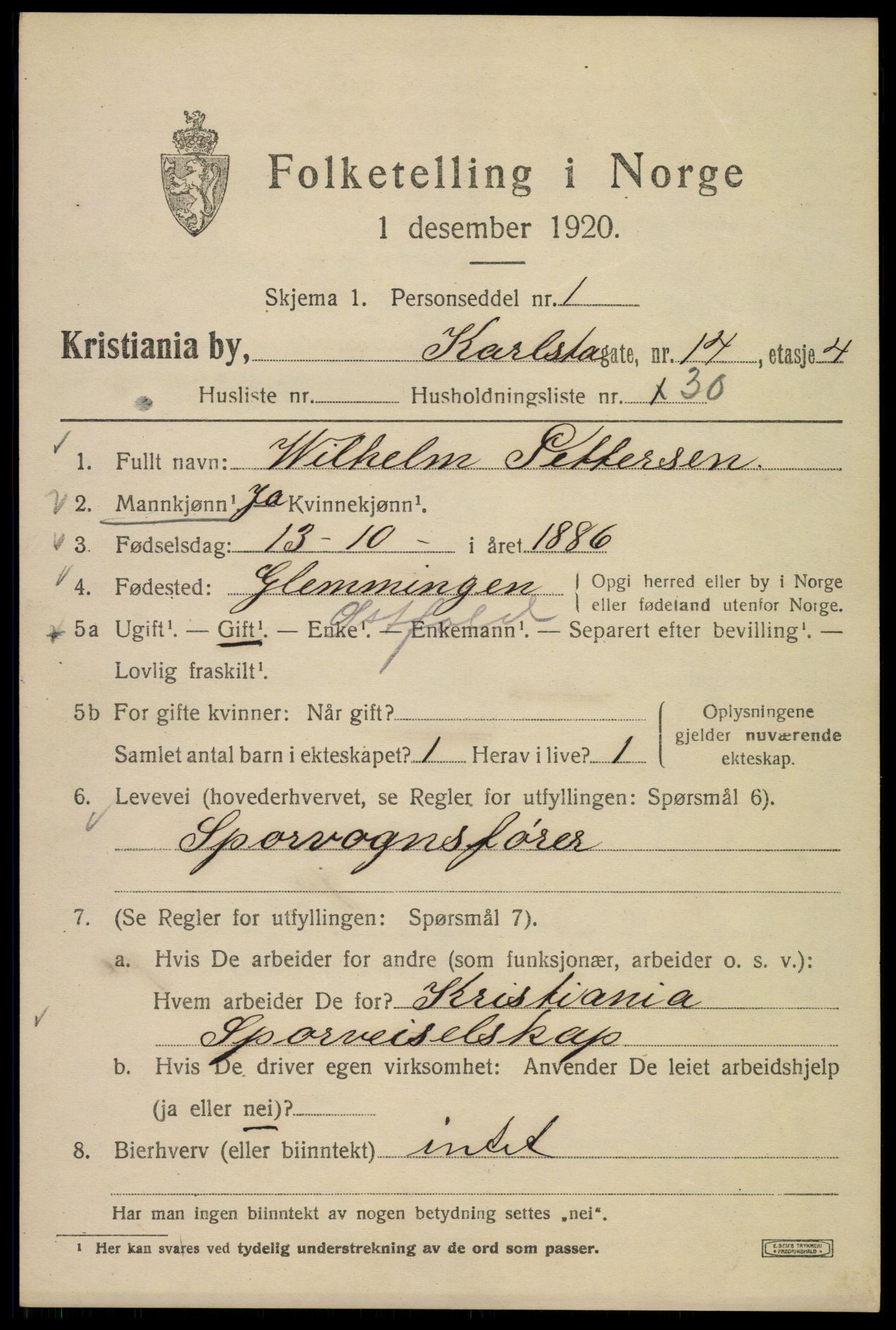 SAO, 1920 census for Kristiania, 1920, p. 331387