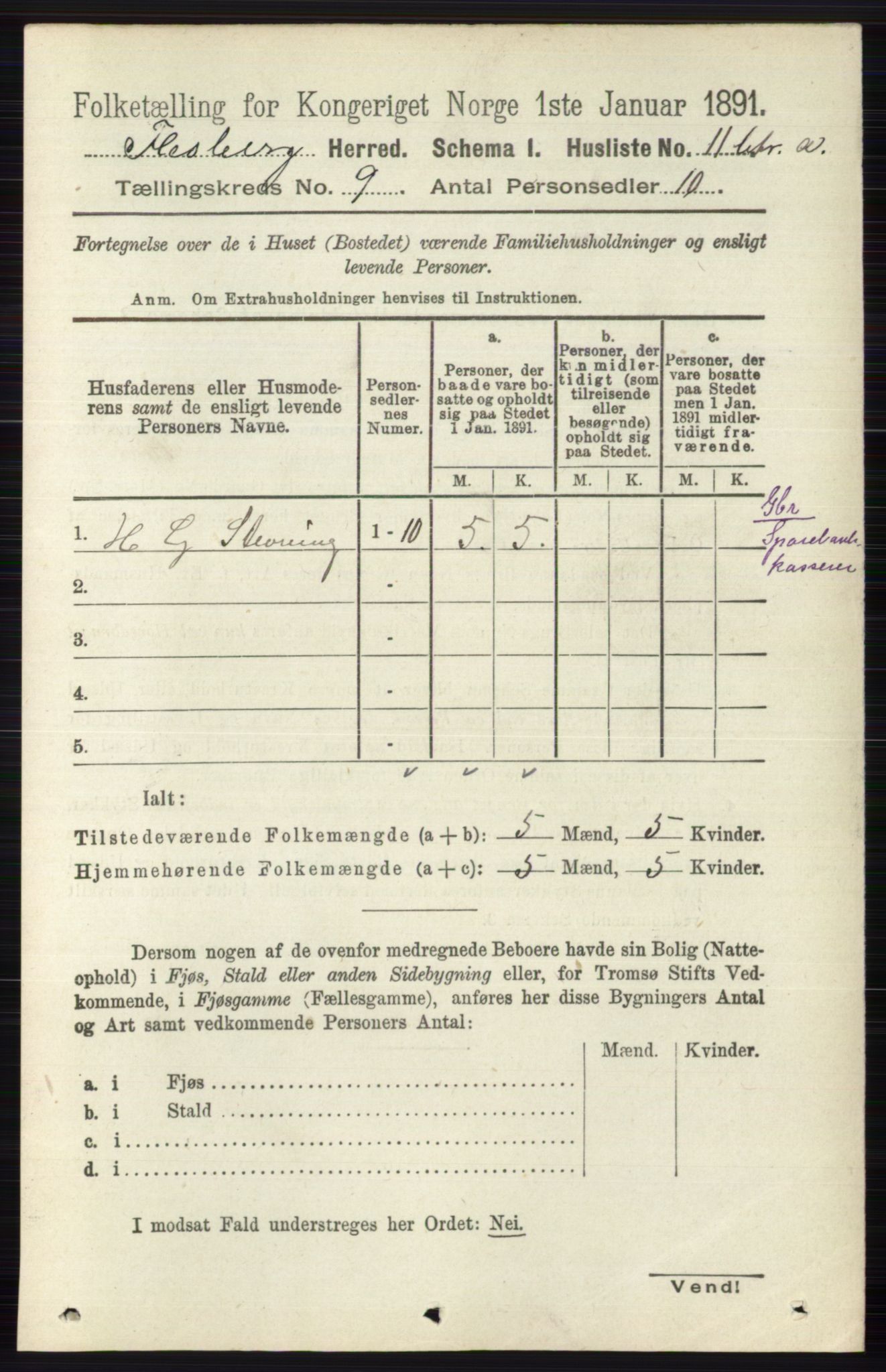 RA, 1891 census for 0631 Flesberg, 1891, p. 1510