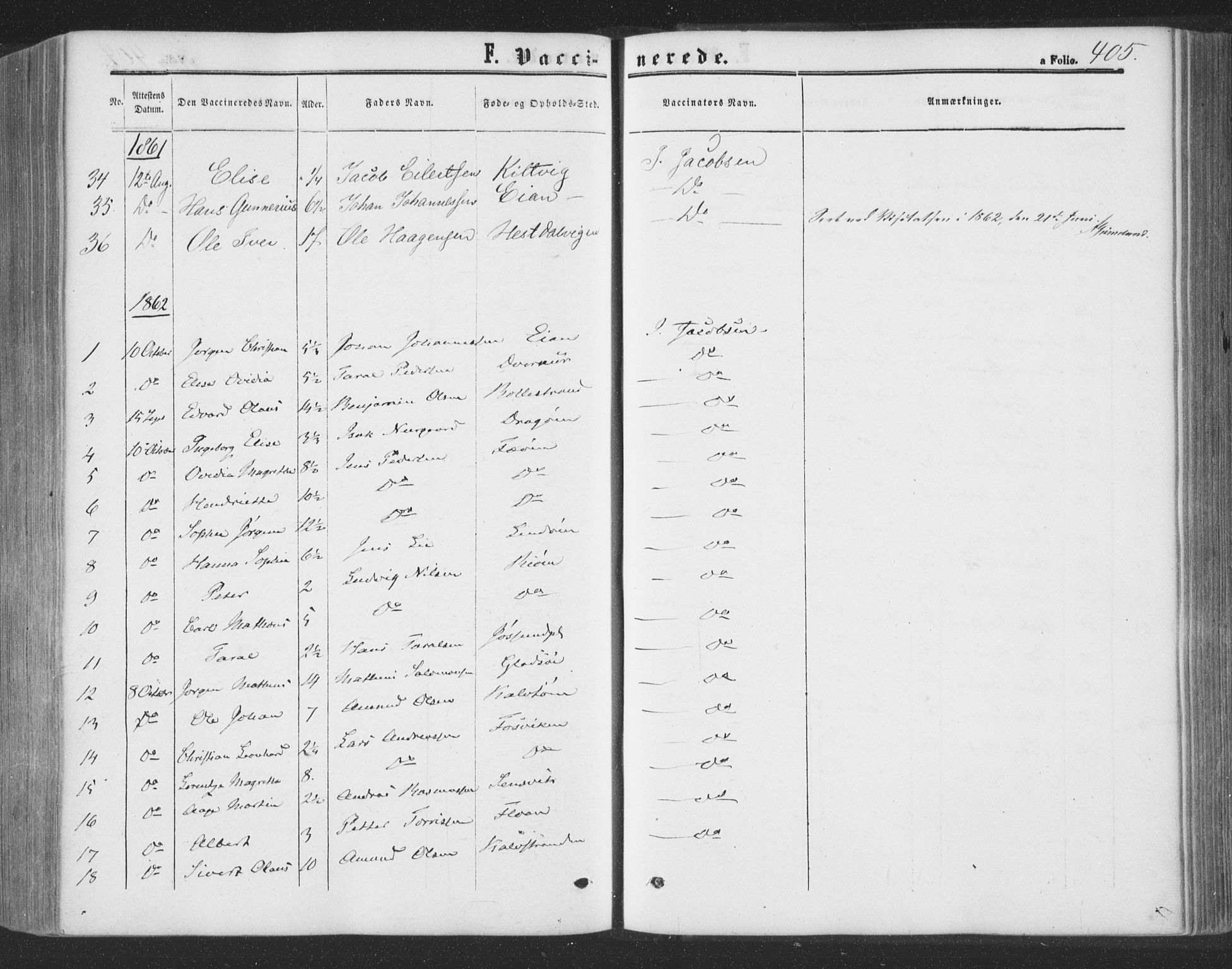 Ministerialprotokoller, klokkerbøker og fødselsregistre - Nord-Trøndelag, AV/SAT-A-1458/773/L0615: Parish register (official) no. 773A06, 1857-1870, p. 405