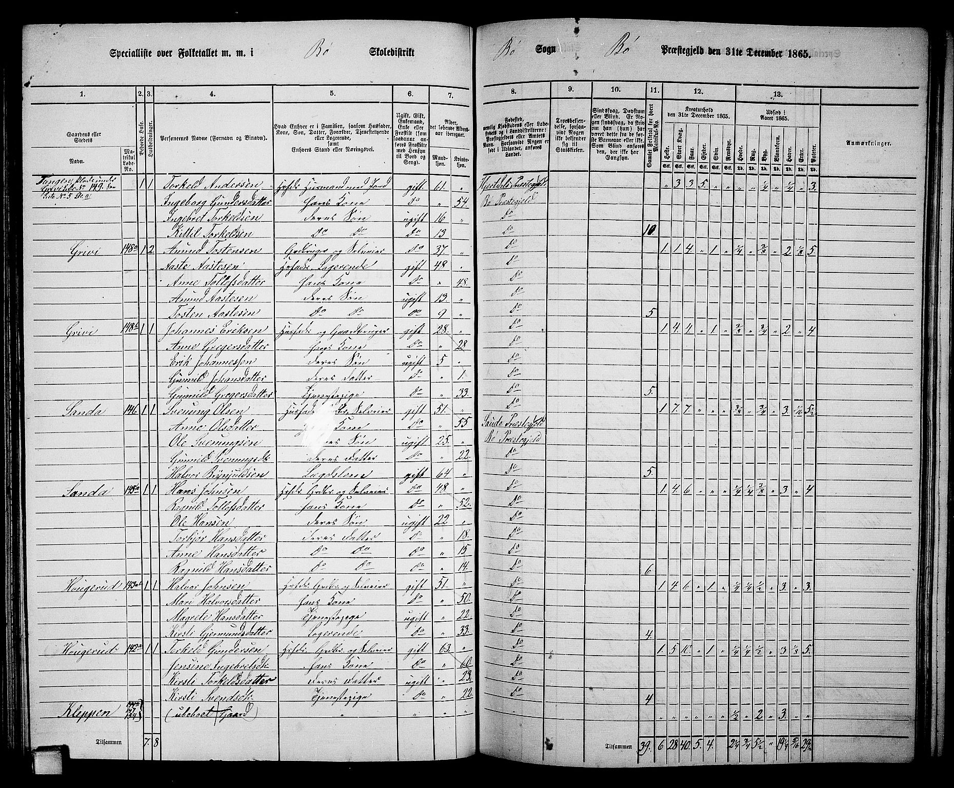 RA, 1865 census for Bø, 1865, p. 103