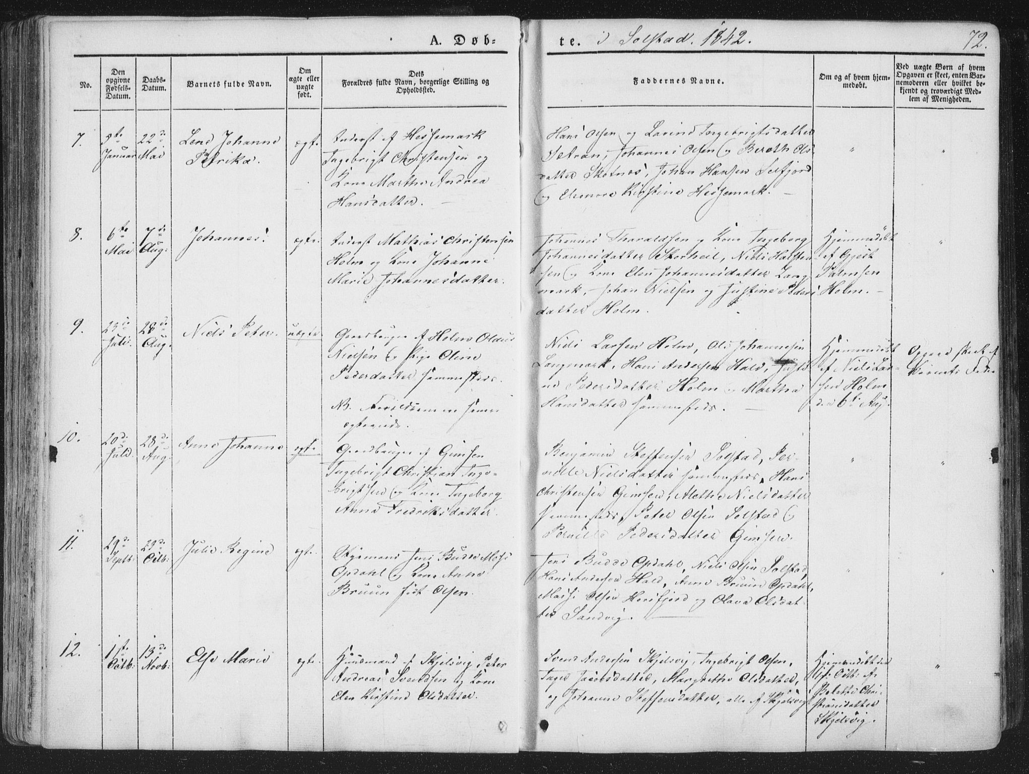 Ministerialprotokoller, klokkerbøker og fødselsregistre - Nordland, SAT/A-1459/810/L0145: Parish register (official) no. 810A07 /2, 1841-1862, p. 72