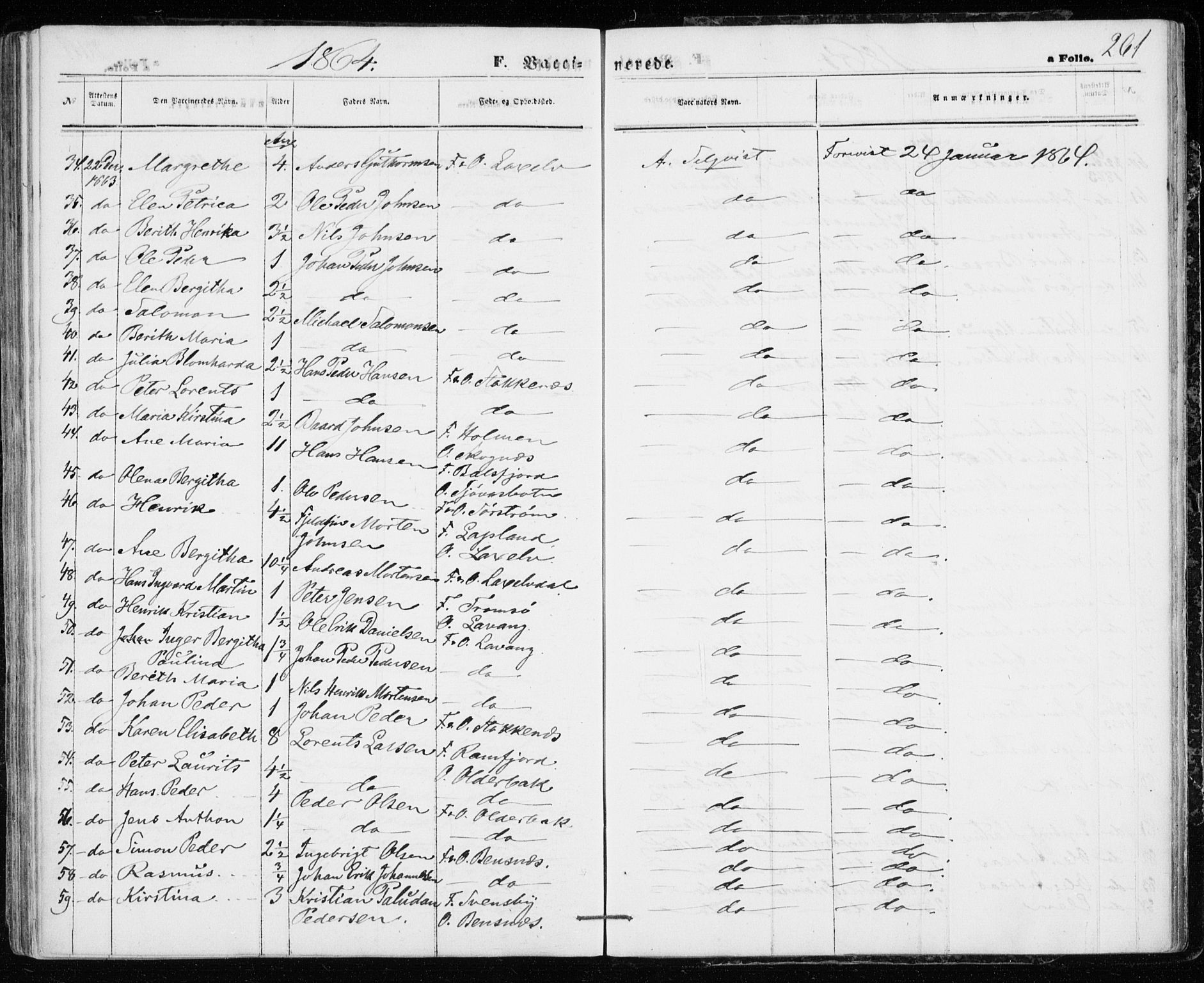 Karlsøy sokneprestembete, SATØ/S-1299/H/Ha/Haa/L0004kirke: Parish register (official) no. 4, 1861-1871, p. 261