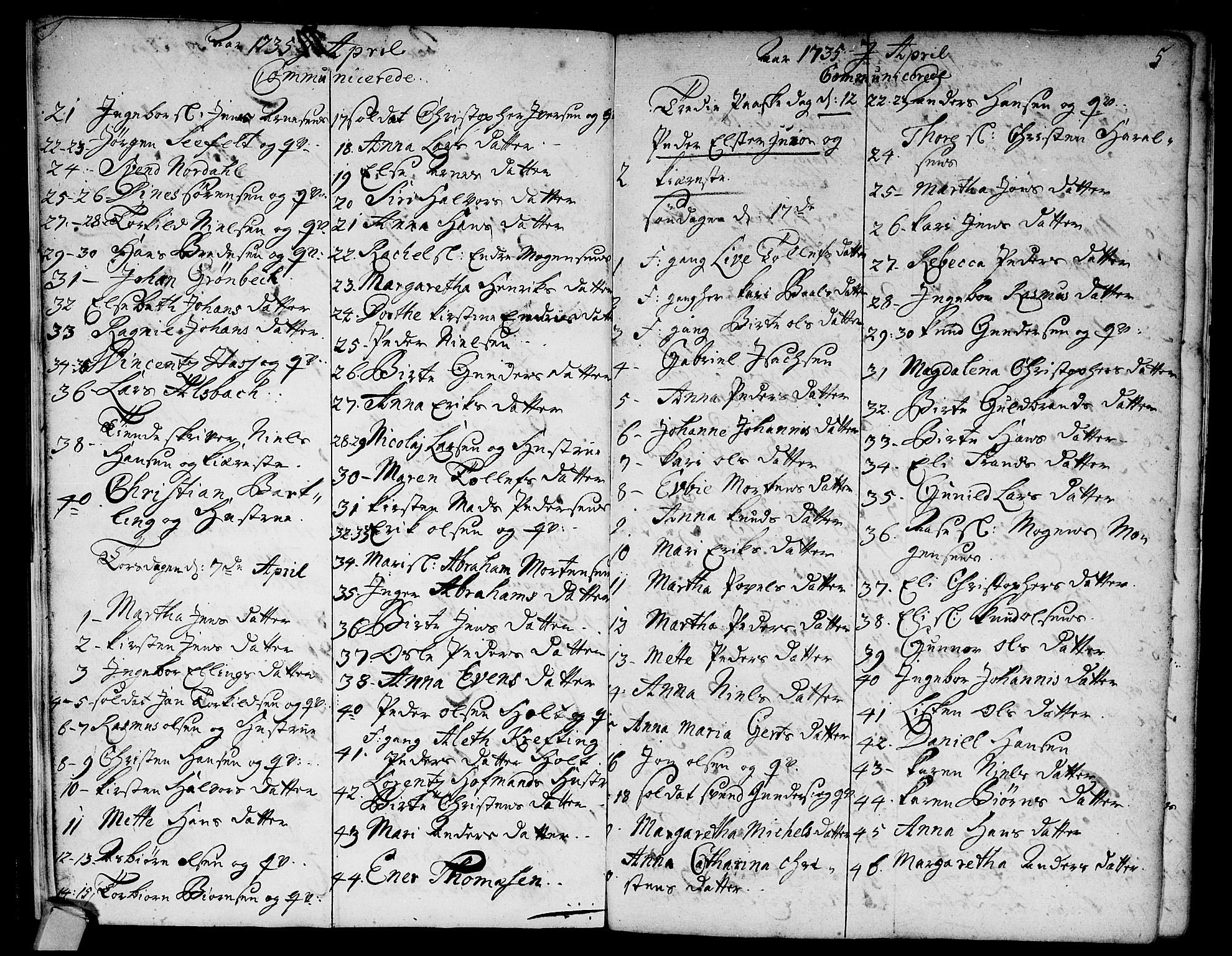 Strømsø kirkebøker, AV/SAKO-A-246/F/Fa/L0005: Parish register (official) no. I 5, 1734-1739, p. 5