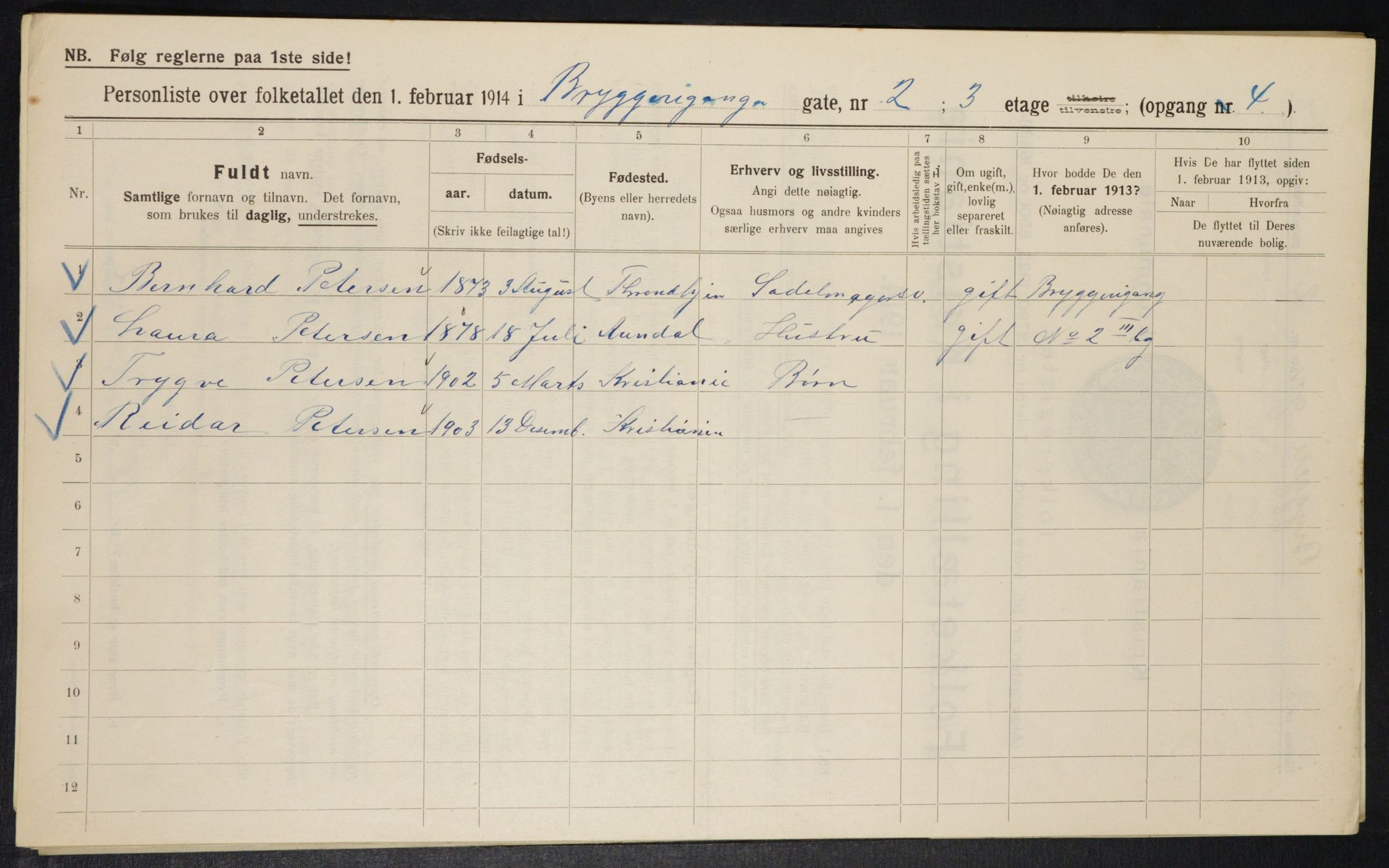 OBA, Municipal Census 1914 for Kristiania, 1914, p. 10055