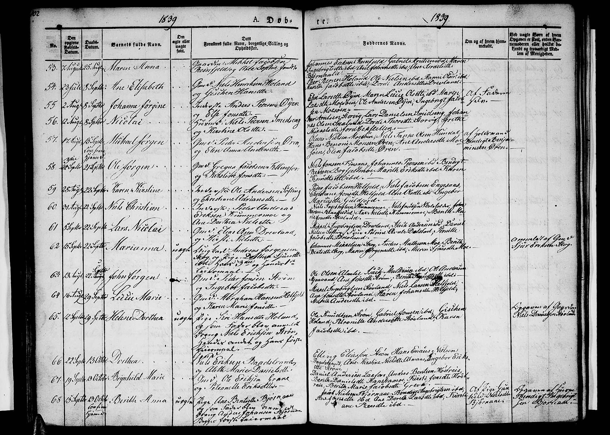 Ministerialprotokoller, klokkerbøker og fødselsregistre - Nordland, AV/SAT-A-1459/820/L0289: Parish register (official) no. 820A10, 1826-1845, p. 102