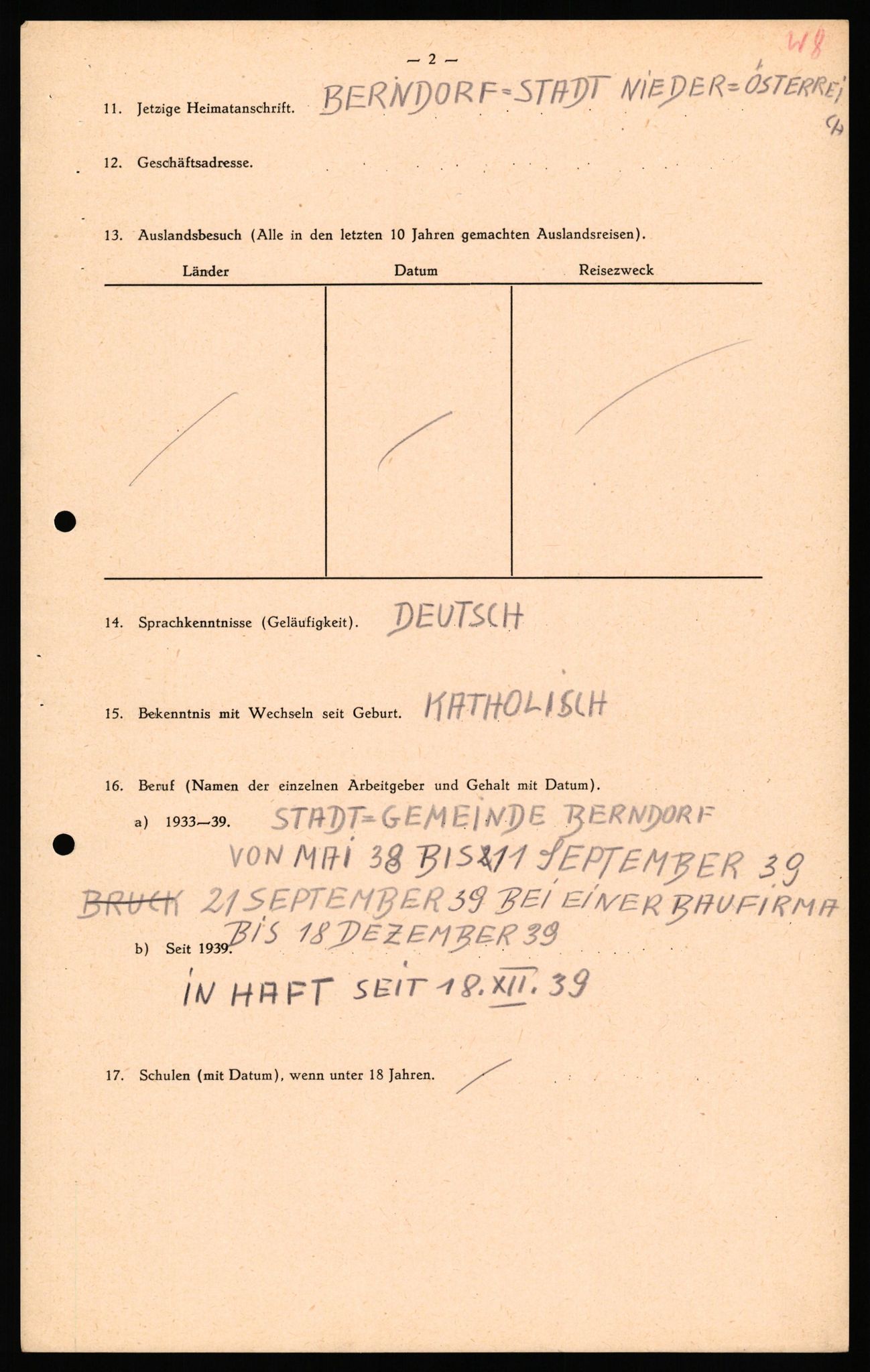 Forsvaret, Forsvarets overkommando II, AV/RA-RAFA-3915/D/Db/L0040: CI Questionaires. Tyske okkupasjonsstyrker i Norge. Østerrikere., 1945-1946, p. 390