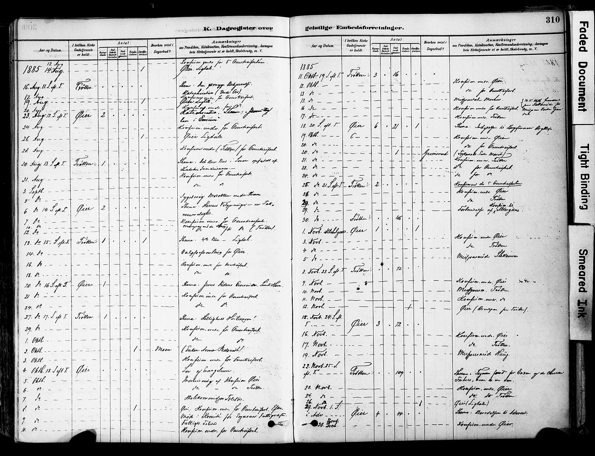 Øyer prestekontor, SAH/PREST-084/H/Ha/Haa/L0008: Parish register (official) no. 8, 1878-1897, p. 310