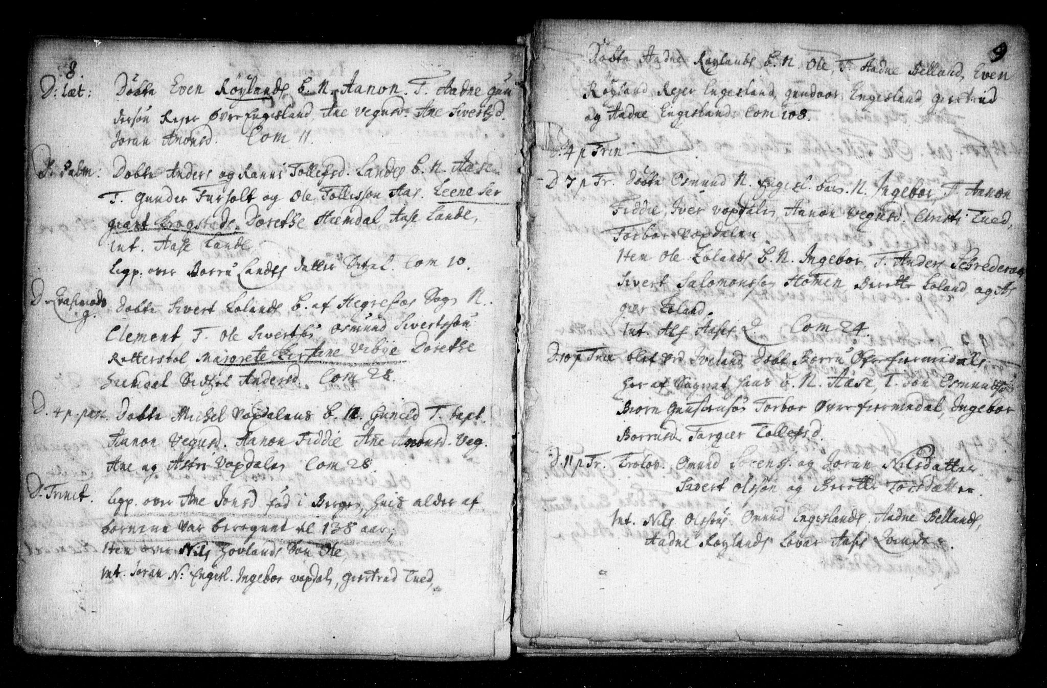 Herefoss sokneprestkontor, AV/SAK-1111-0019/F/Fa/Fab/L0001: Parish register (official) no. A 1, 1704-1779, p. 8-9