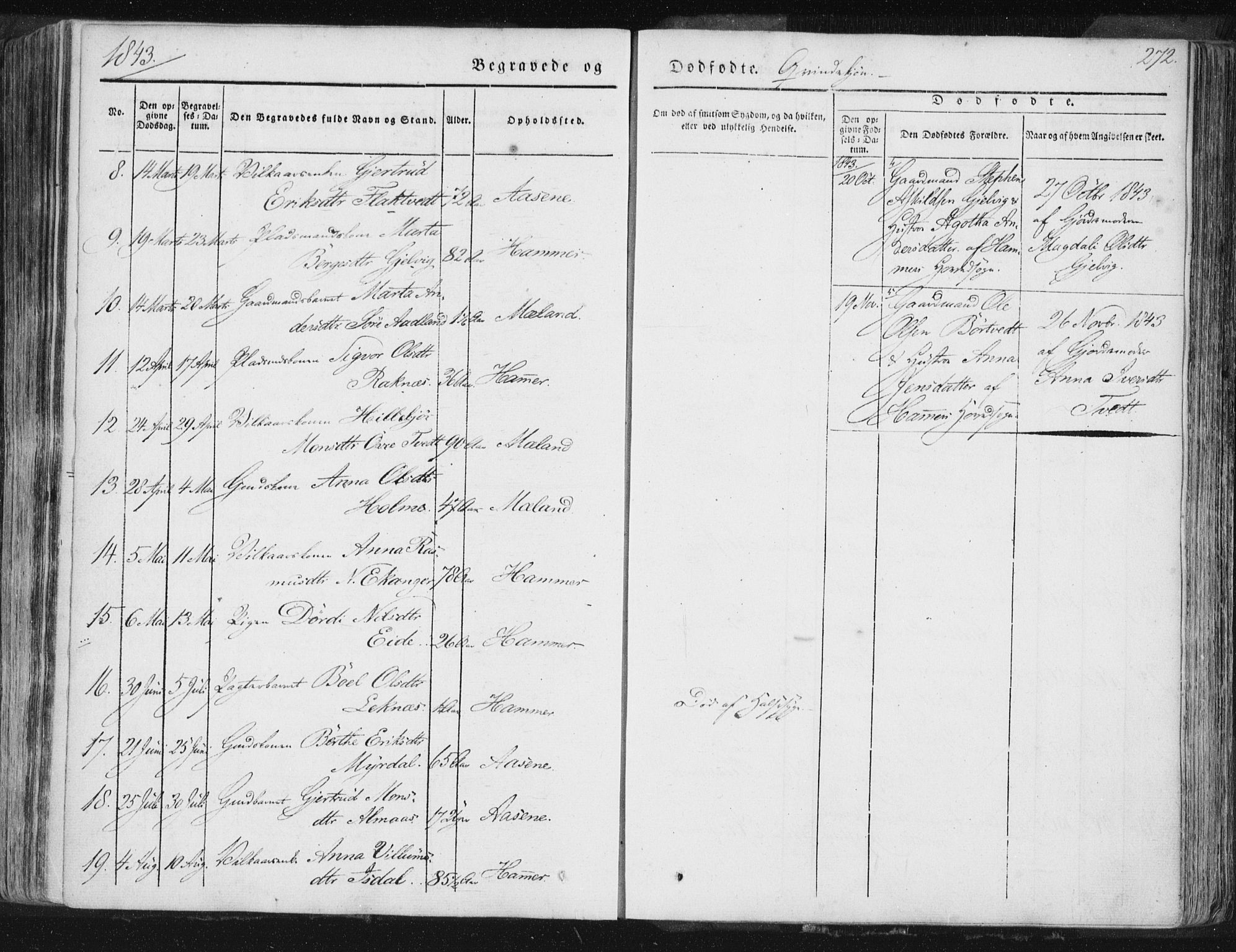 Hamre sokneprestembete, AV/SAB-A-75501/H/Ha/Haa/Haaa/L0012: Parish register (official) no. A 12, 1834-1845, p. 272