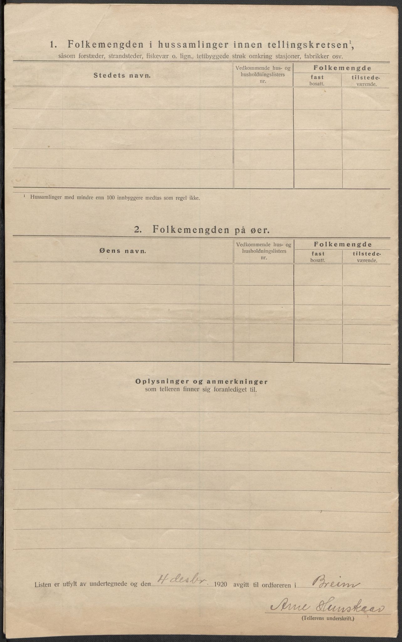SAB, 1920 census for Breim, 1920, p. 12