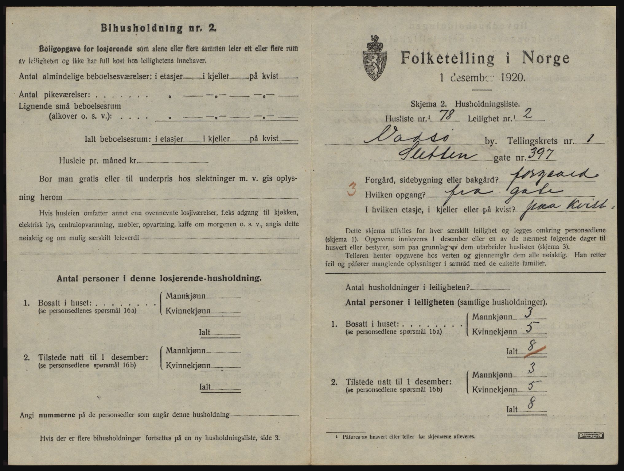 SATØ, 1920 census for Vadsø, 1920, p. 788