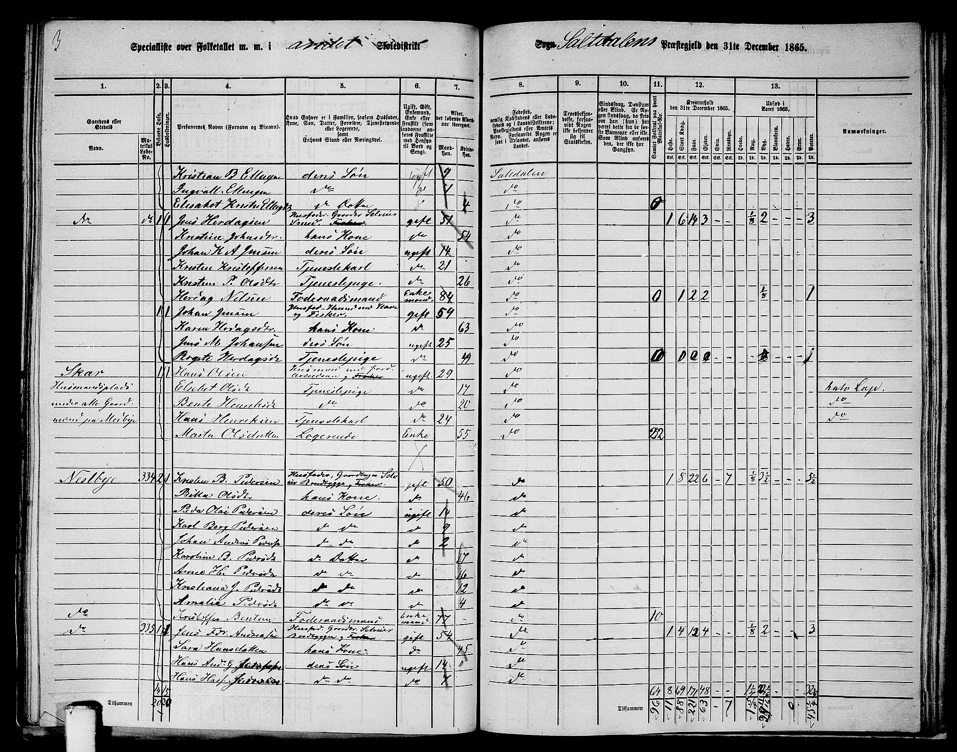 RA, 1865 census for Saltdal, 1865, p. 44