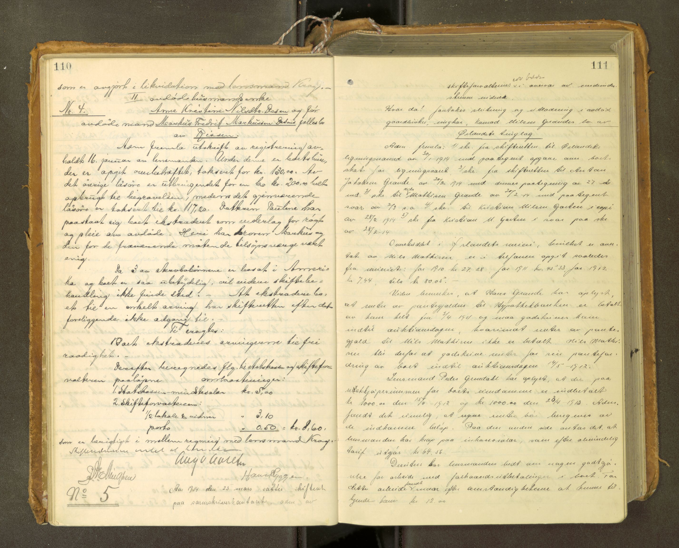 Fosen sorenskriveri, AV/SAT-A-1107/1/3/3A/L0031: Skifteutlodningsprotokoll nr. 10, 1913-1919, p. 110-111