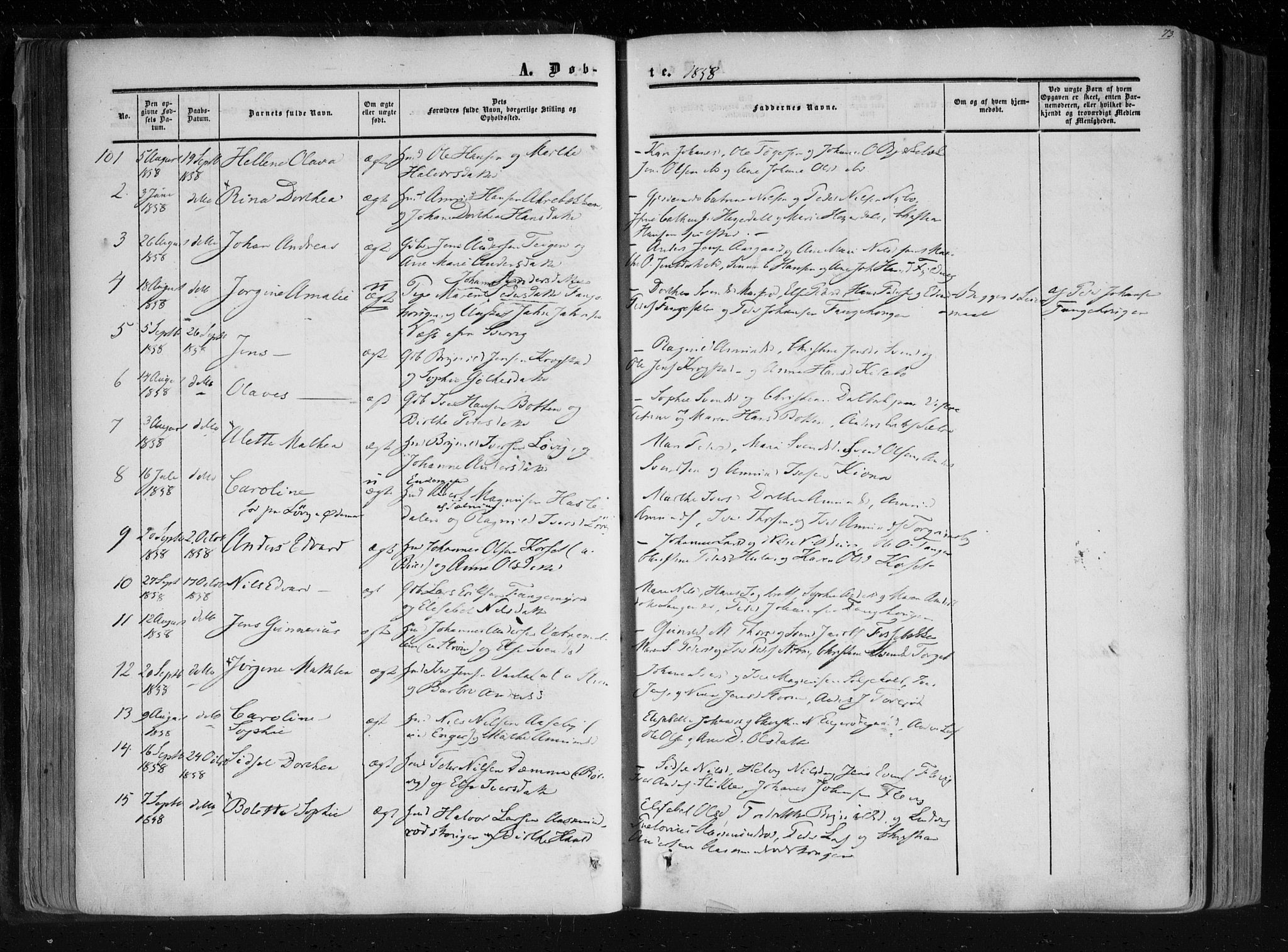 Aremark prestekontor Kirkebøker, AV/SAO-A-10899/F/Fc/L0003: Parish register (official) no. III 3, 1850-1865, p. 73