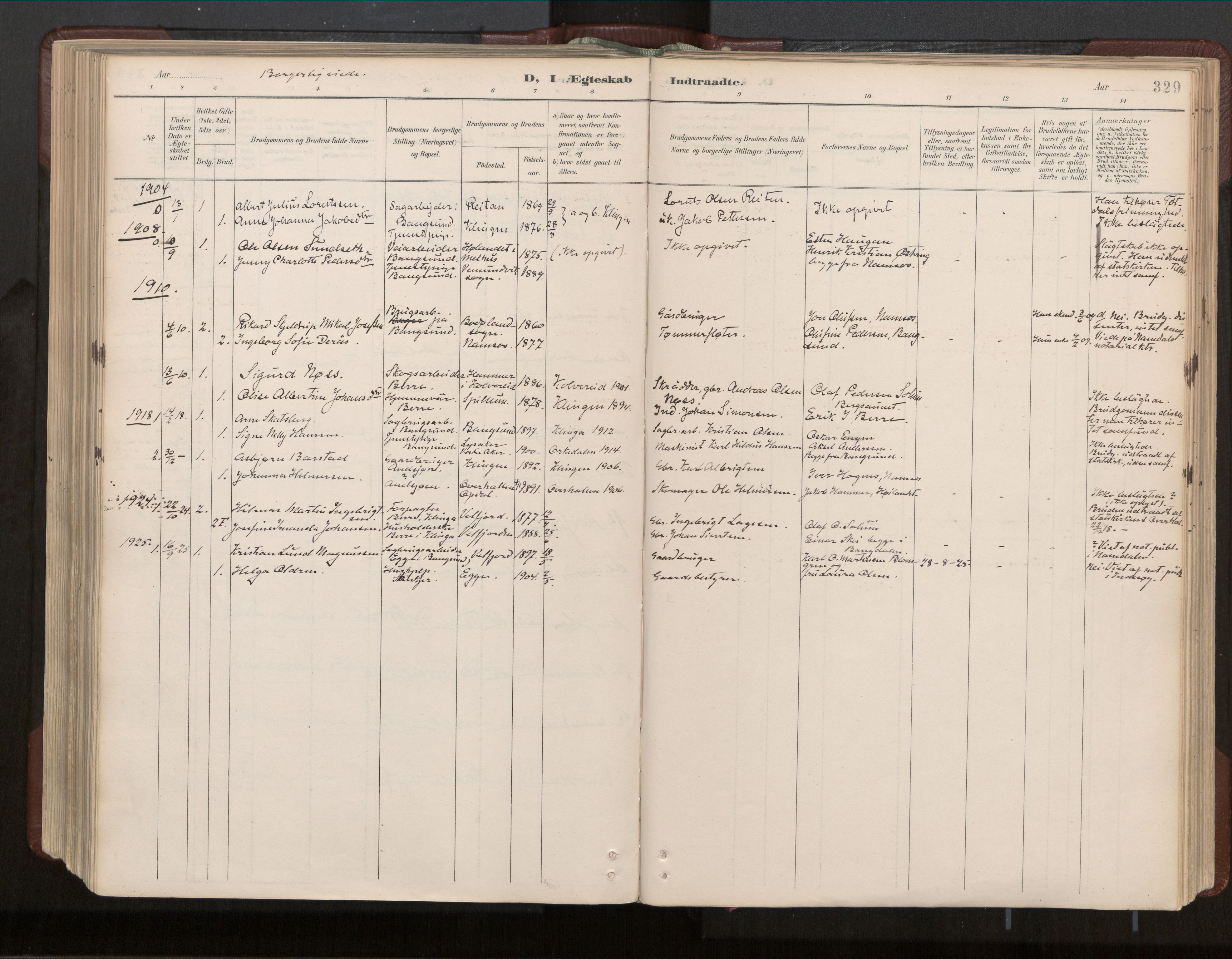 Ministerialprotokoller, klokkerbøker og fødselsregistre - Nord-Trøndelag, SAT/A-1458/770/L0589: Parish register (official) no. 770A03, 1887-1929, p. 329