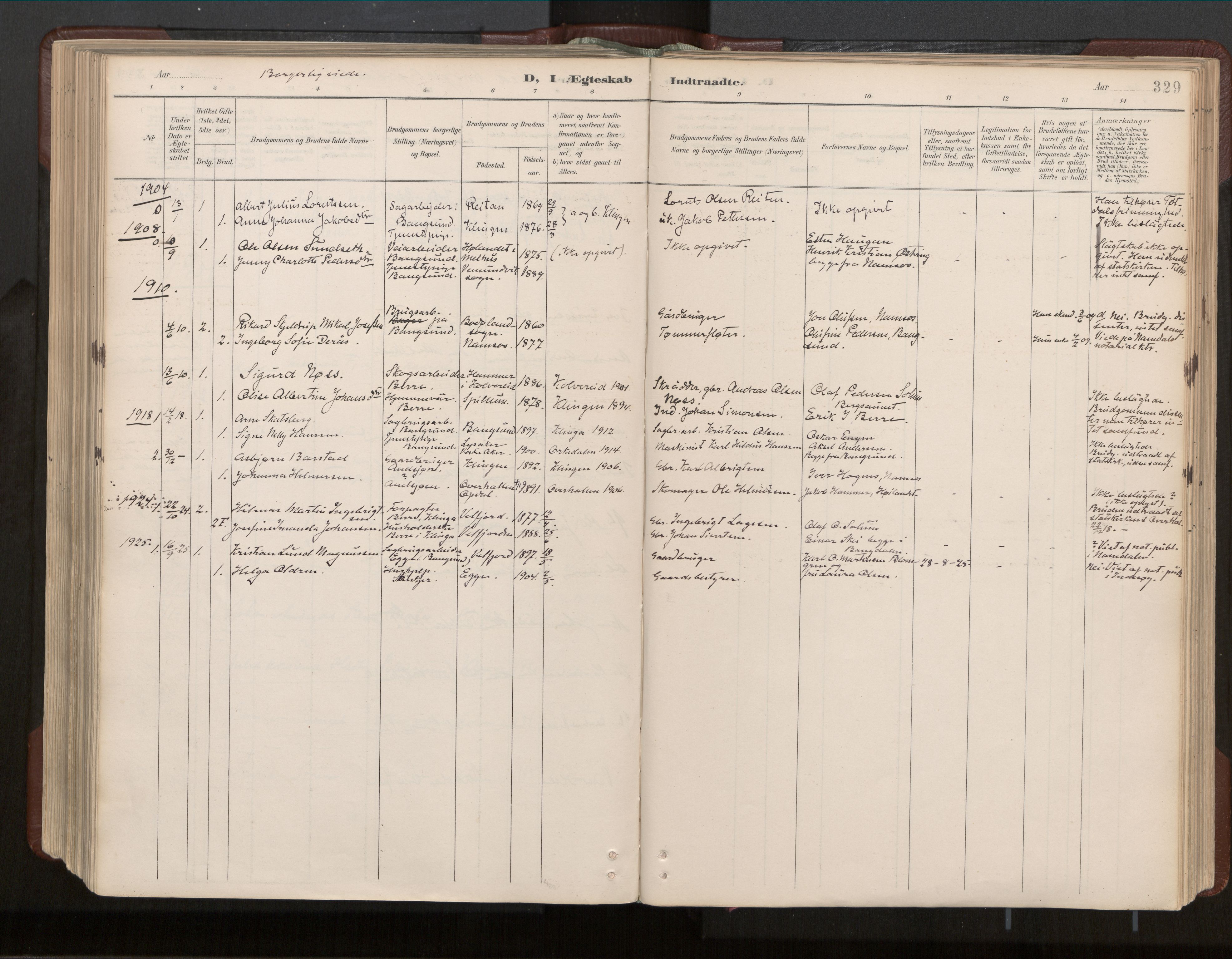 Ministerialprotokoller, klokkerbøker og fødselsregistre - Nord-Trøndelag, AV/SAT-A-1458/770/L0589: Parish register (official) no. 770A03, 1887-1929, p. 329