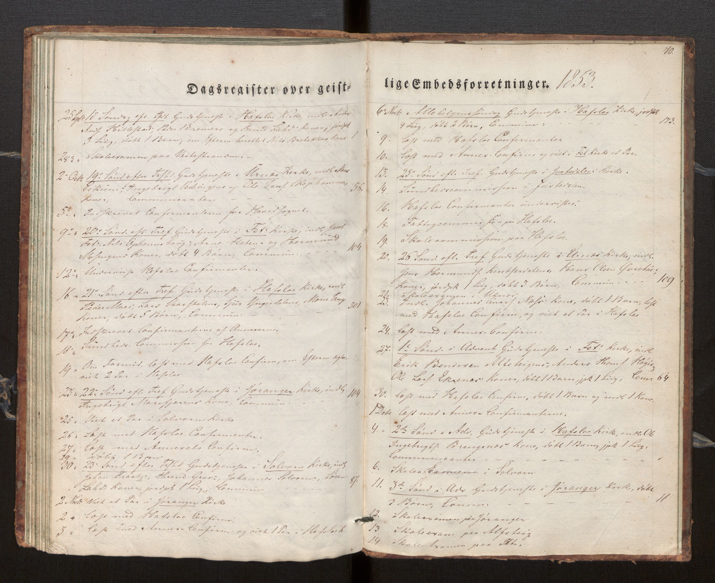 Hafslo sokneprestembete, SAB/A-80301/H/Haa/Haaf/L0001: Diary records no. F 1, 1834-1854, p. 70