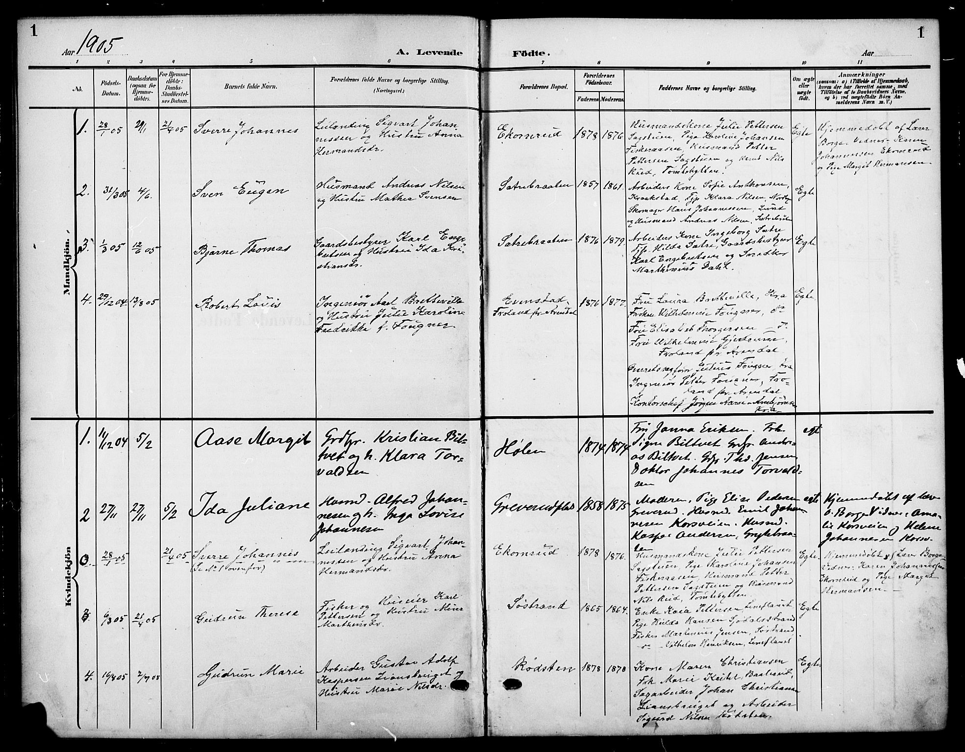 Nesodden prestekontor Kirkebøker, SAO/A-10013/G/Gb/L0001: Parish register (copy) no. II 1, 1905-1924, p. 1