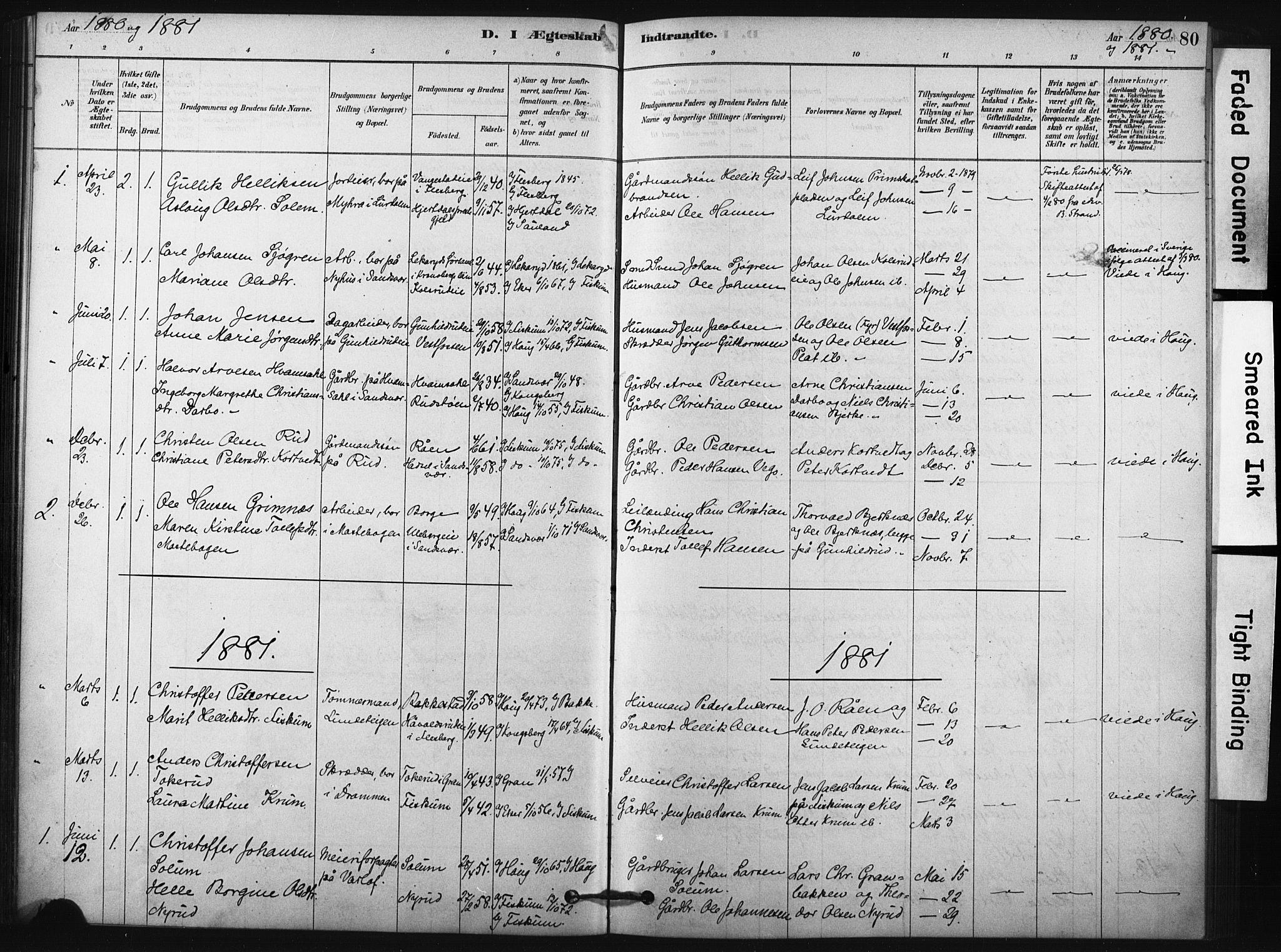 Fiskum kirkebøker, AV/SAKO-A-15/F/Fa/L0002: Parish register (official) no. 2, 1878-1890, p. 80