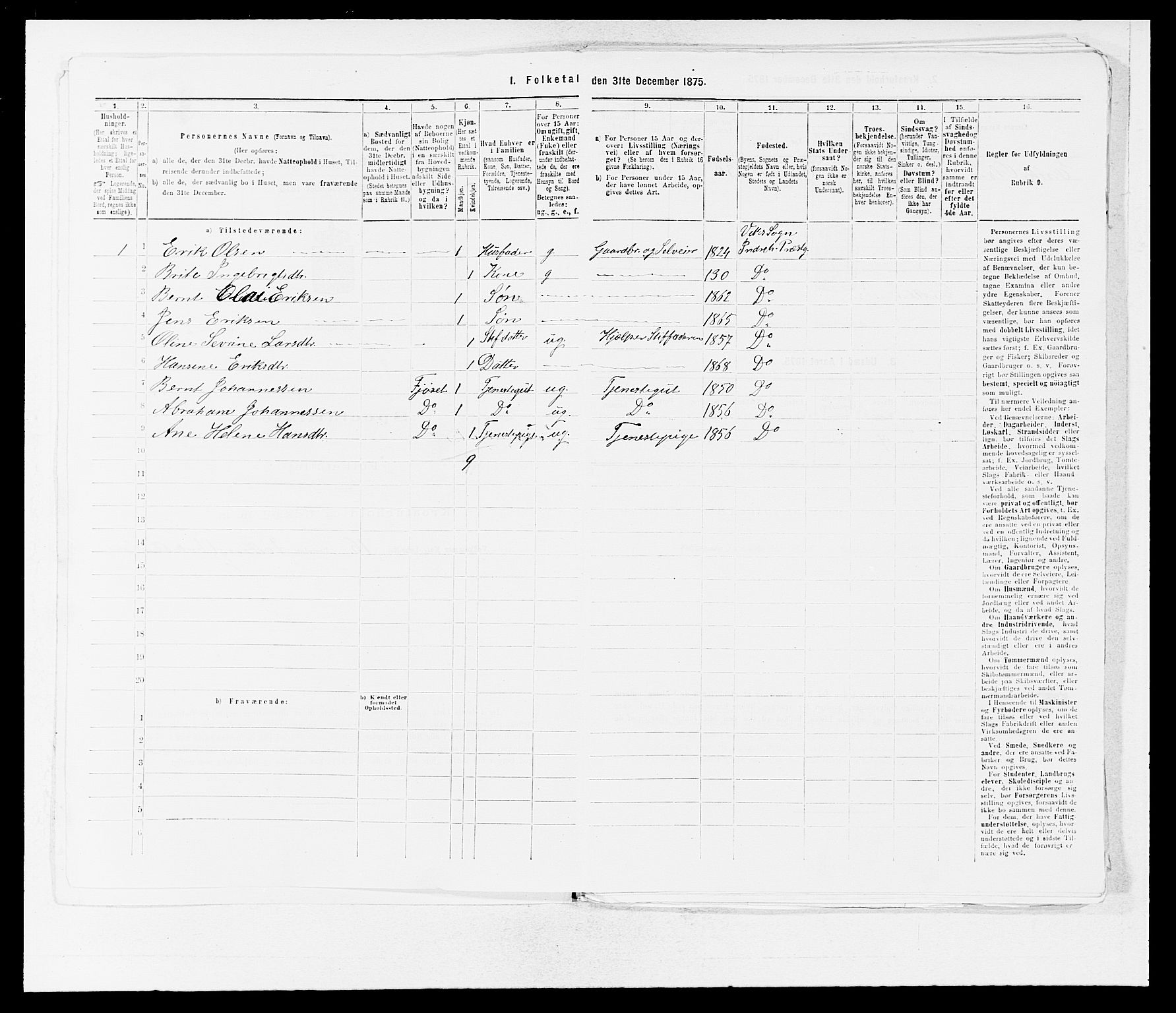 SAB, 1875 census for 1430P Indre Holmedal, 1875, p. 784