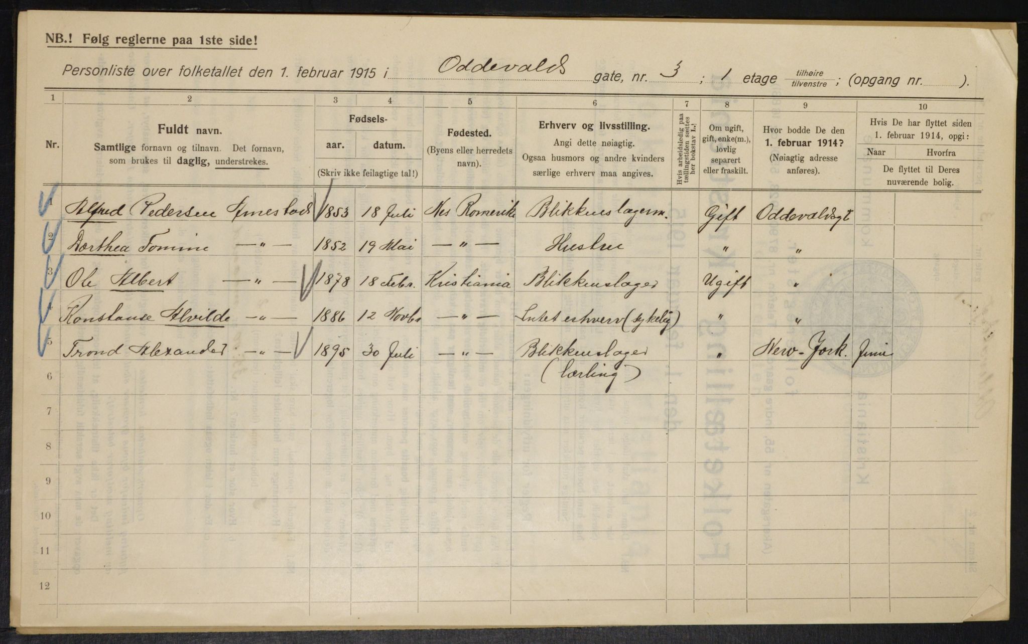 OBA, Municipal Census 1915 for Kristiania, 1915, p. 73856