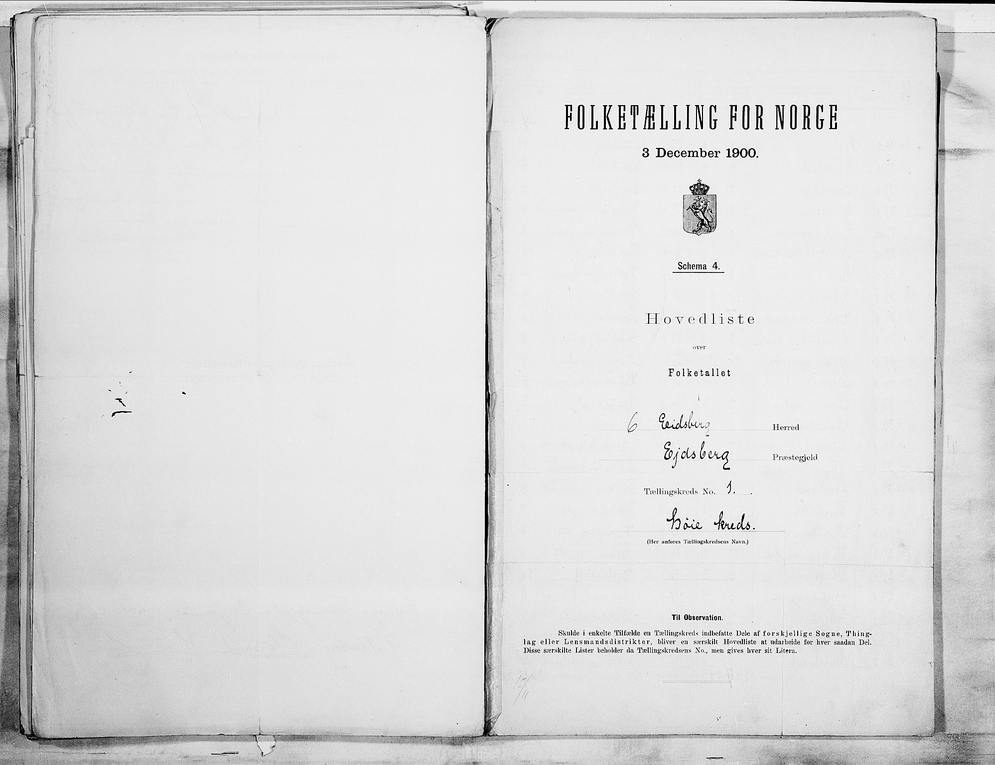 SAO, 1900 census for Eidsberg, 1900, p. 4