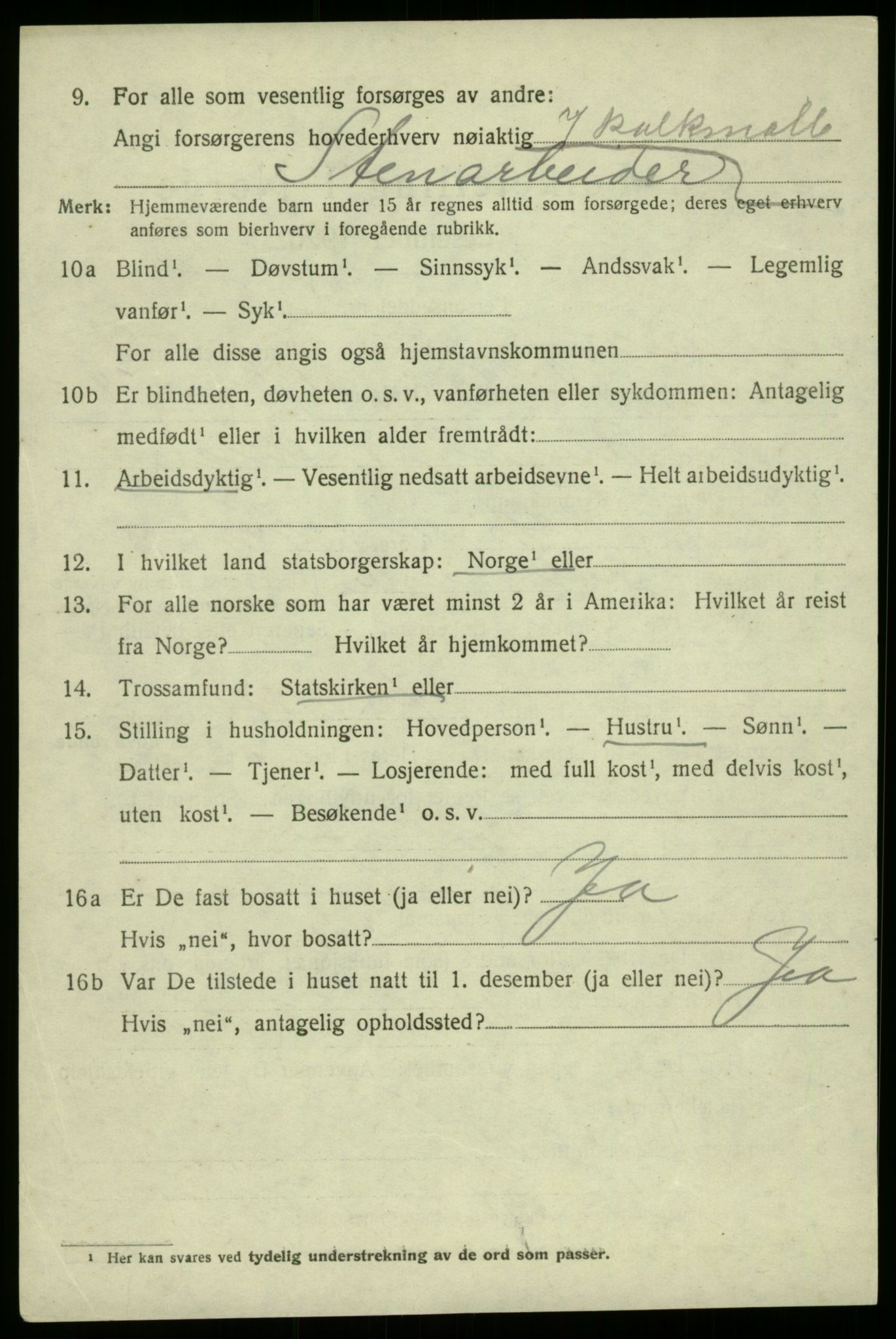 SAB, 1920 census for Samnanger, 1920, p. 5618
