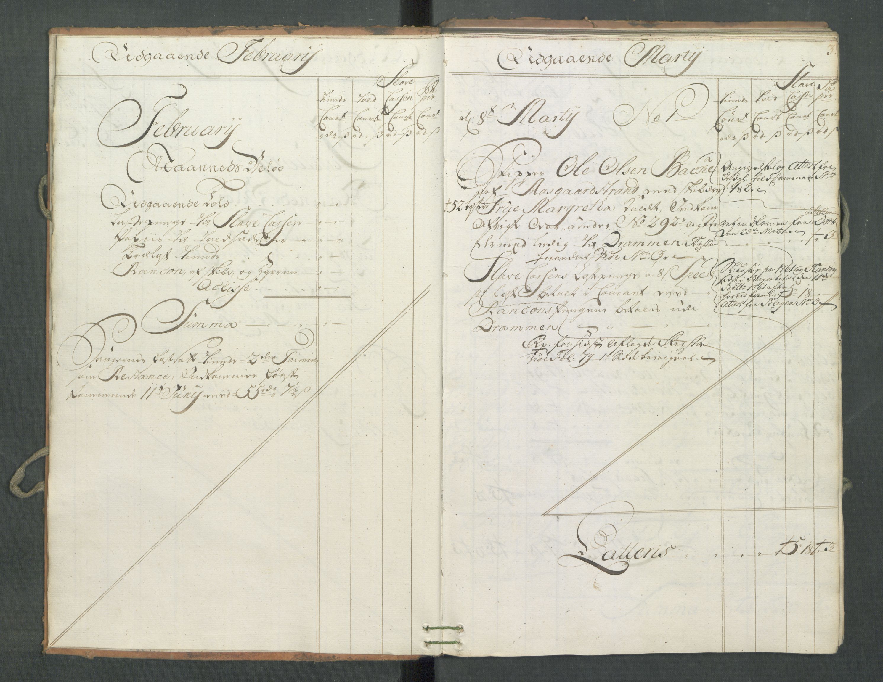 Generaltollkammeret, tollregnskaper, RA/EA-5490/R09/L0034/0001: Tollregnskaper Holmestrand / Utgående hovedtollbok, 1762, p. 2b-3a