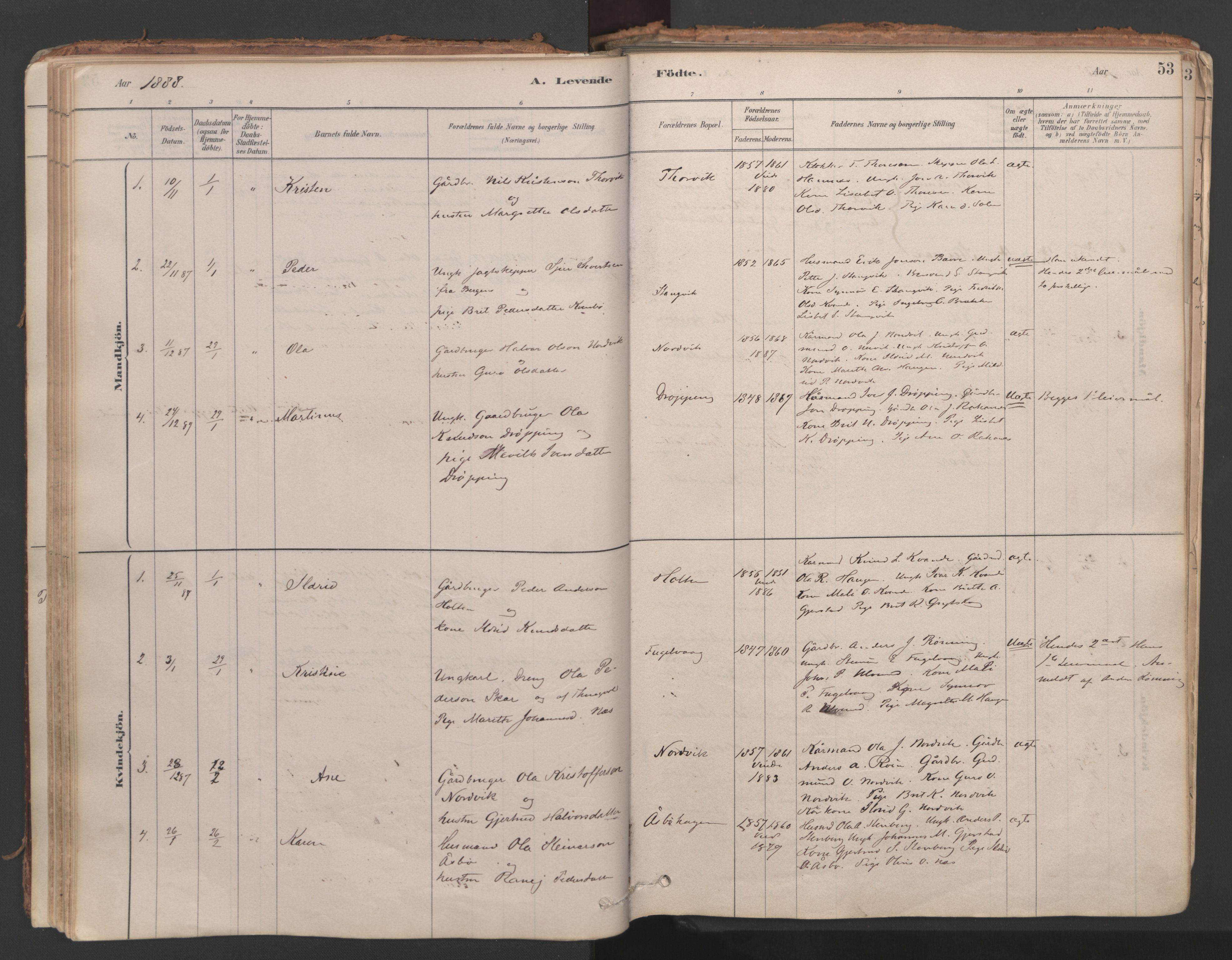 Ministerialprotokoller, klokkerbøker og fødselsregistre - Møre og Romsdal, AV/SAT-A-1454/592/L1029: Parish register (official) no. 592A07, 1879-1902, p. 53