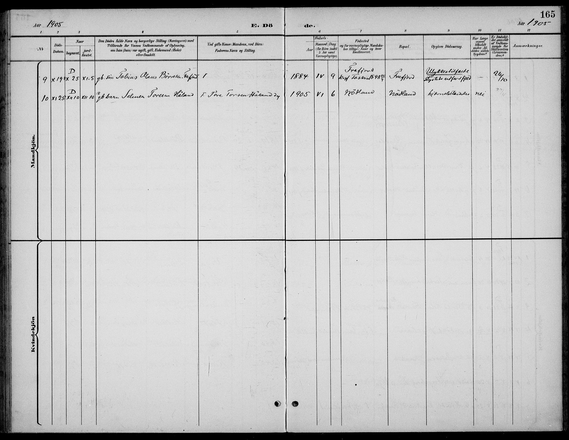 Høgsfjord sokneprestkontor, AV/SAST-A-101624/H/Ha/Haa/L0007: Parish register (official) no. A 7, 1898-1917, p. 165