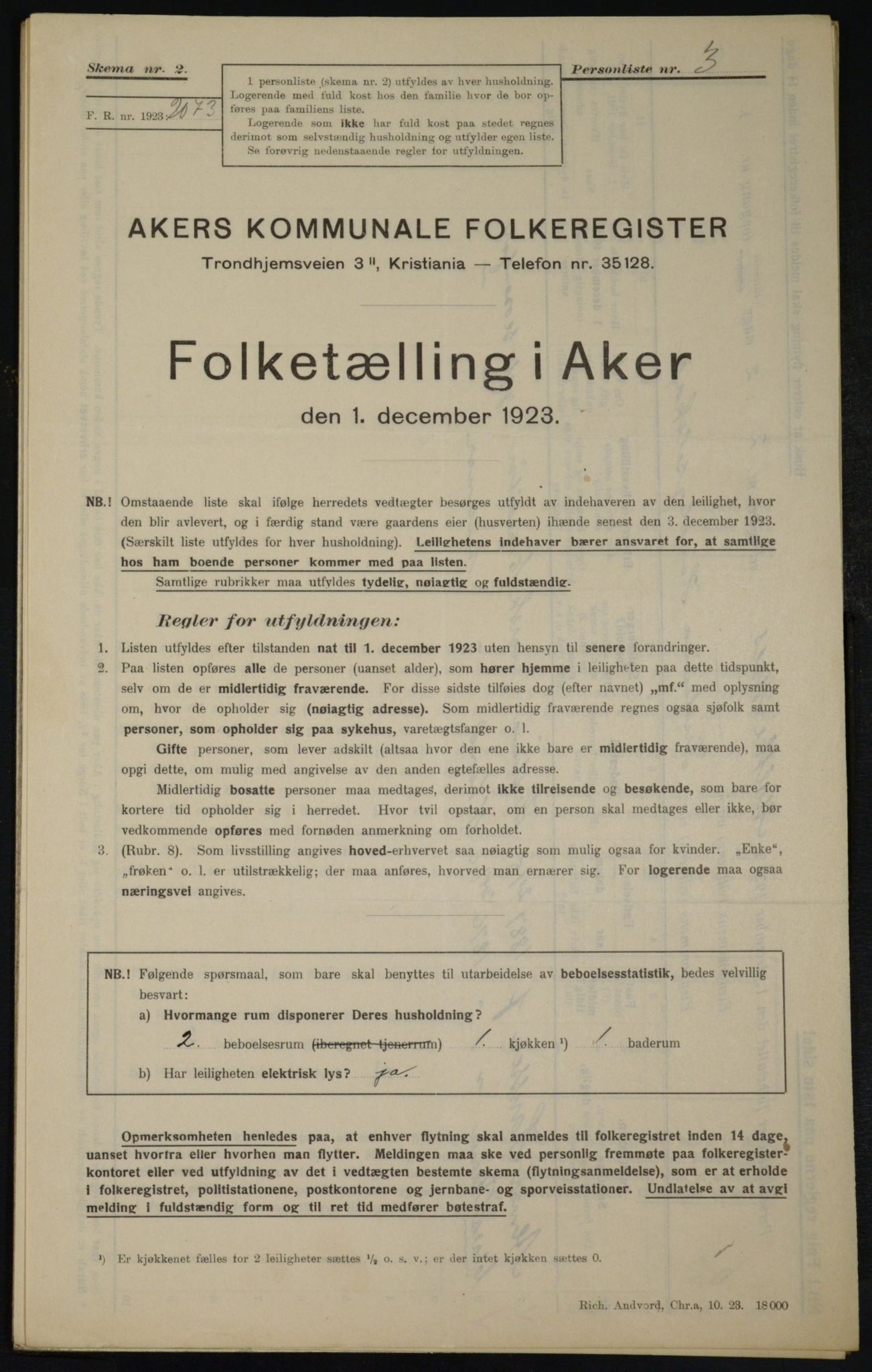 , Municipal Census 1923 for Aker, 1923, p. 21374