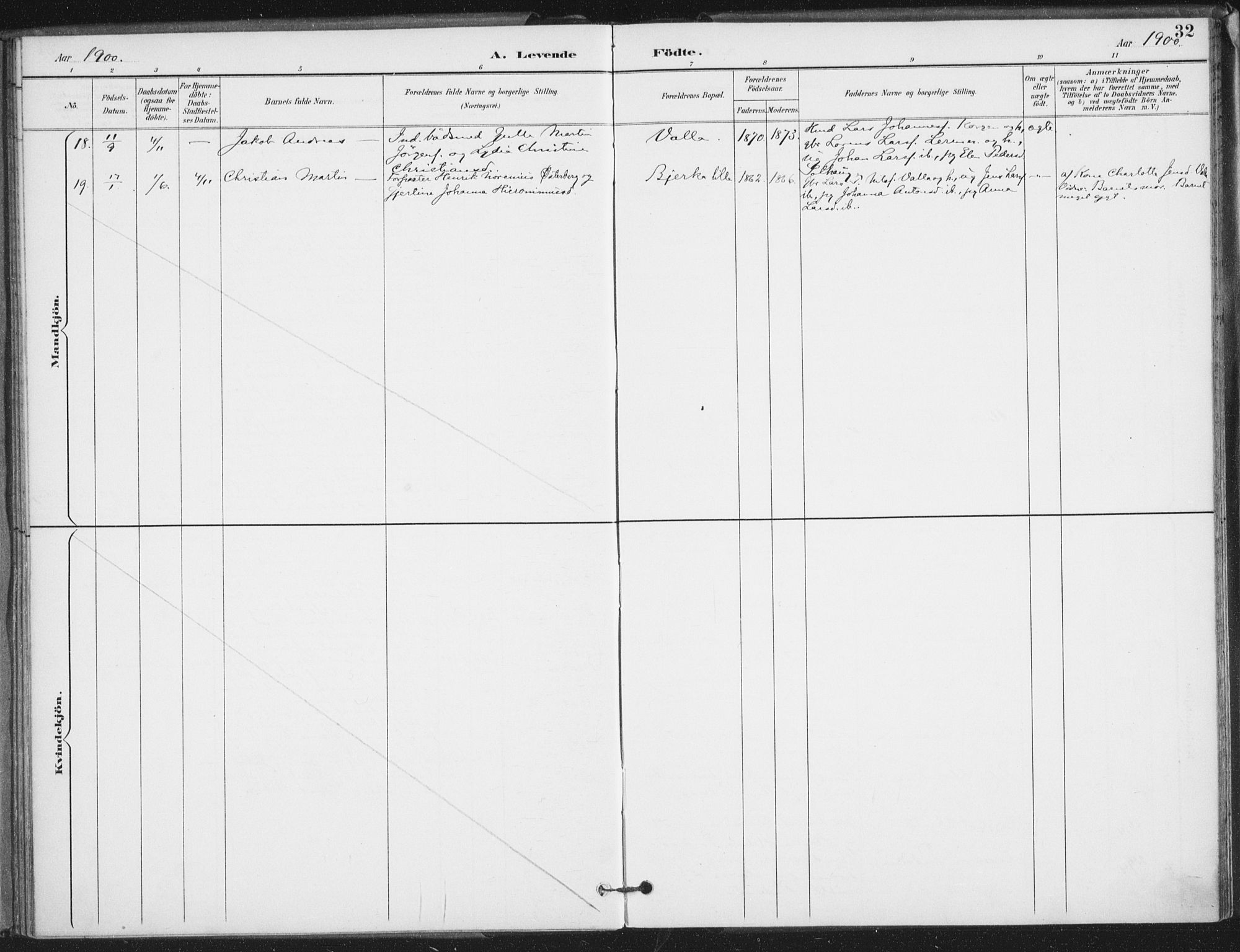 Ministerialprotokoller, klokkerbøker og fødselsregistre - Nordland, SAT/A-1459/826/L0380: Parish register (official) no. 826A03, 1891-1911, p. 32