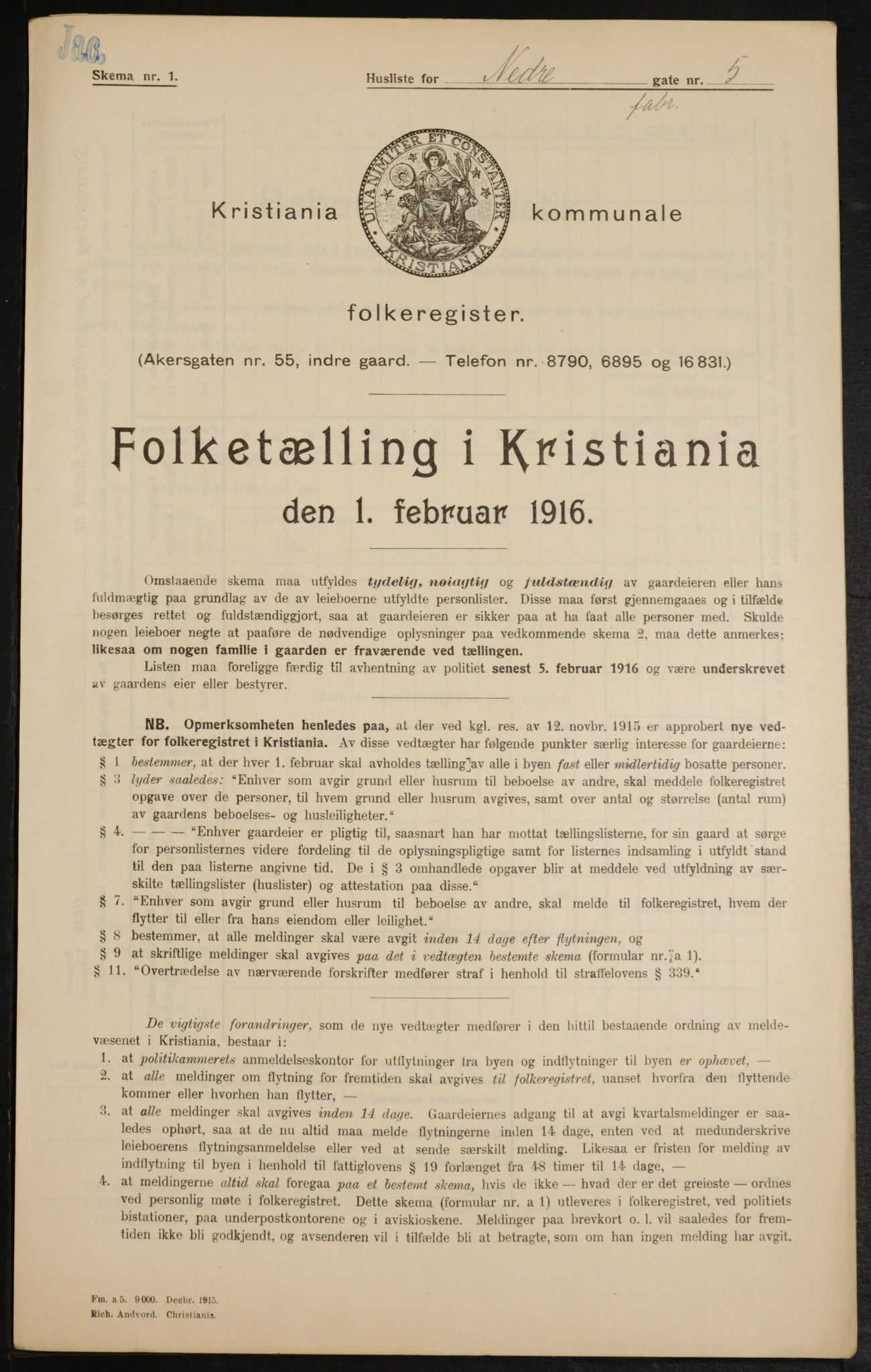 OBA, Municipal Census 1916 for Kristiania, 1916, p. 70880