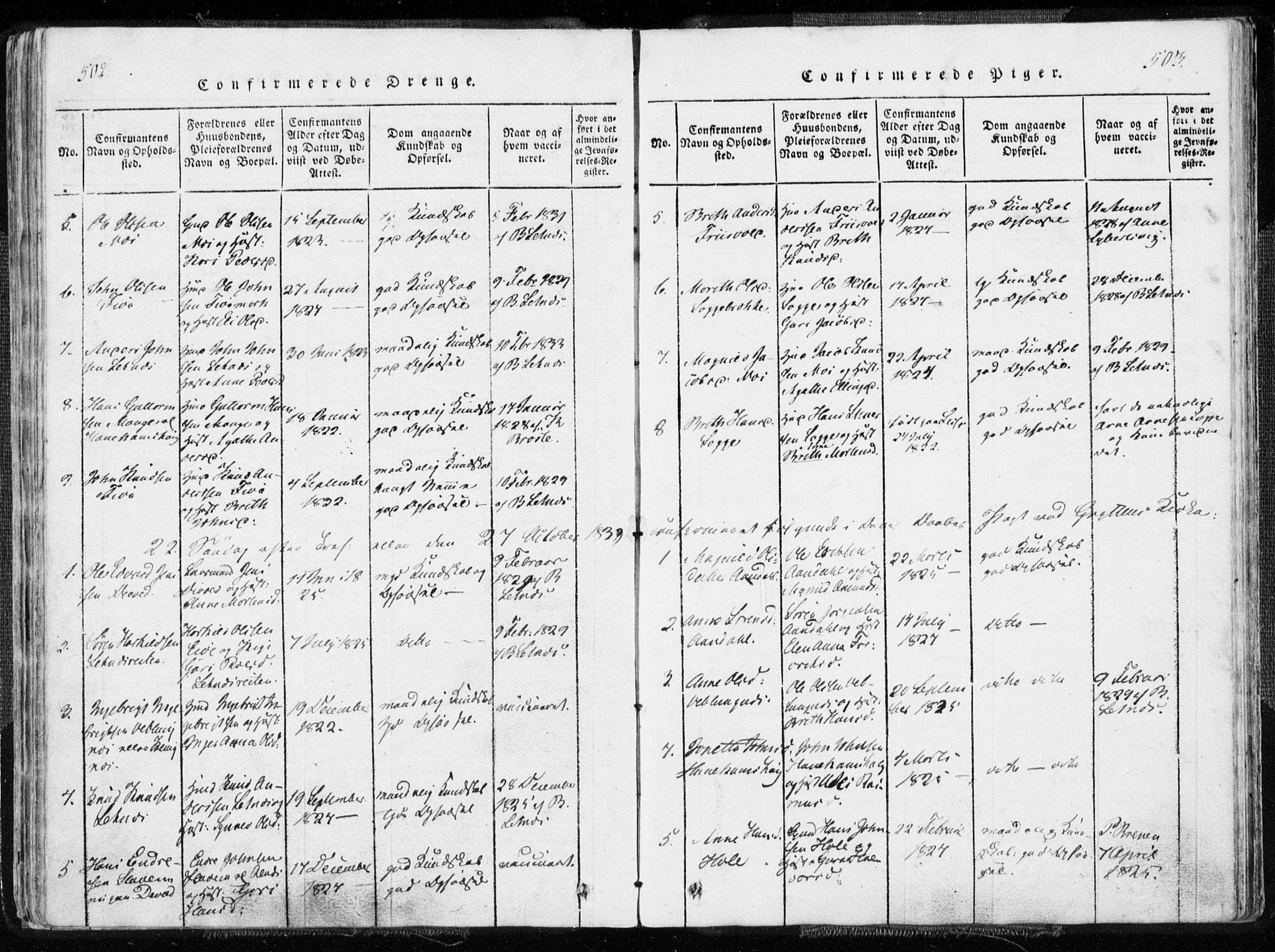 Ministerialprotokoller, klokkerbøker og fødselsregistre - Møre og Romsdal, SAT/A-1454/544/L0571: Parish register (official) no. 544A04, 1818-1853, p. 502-503