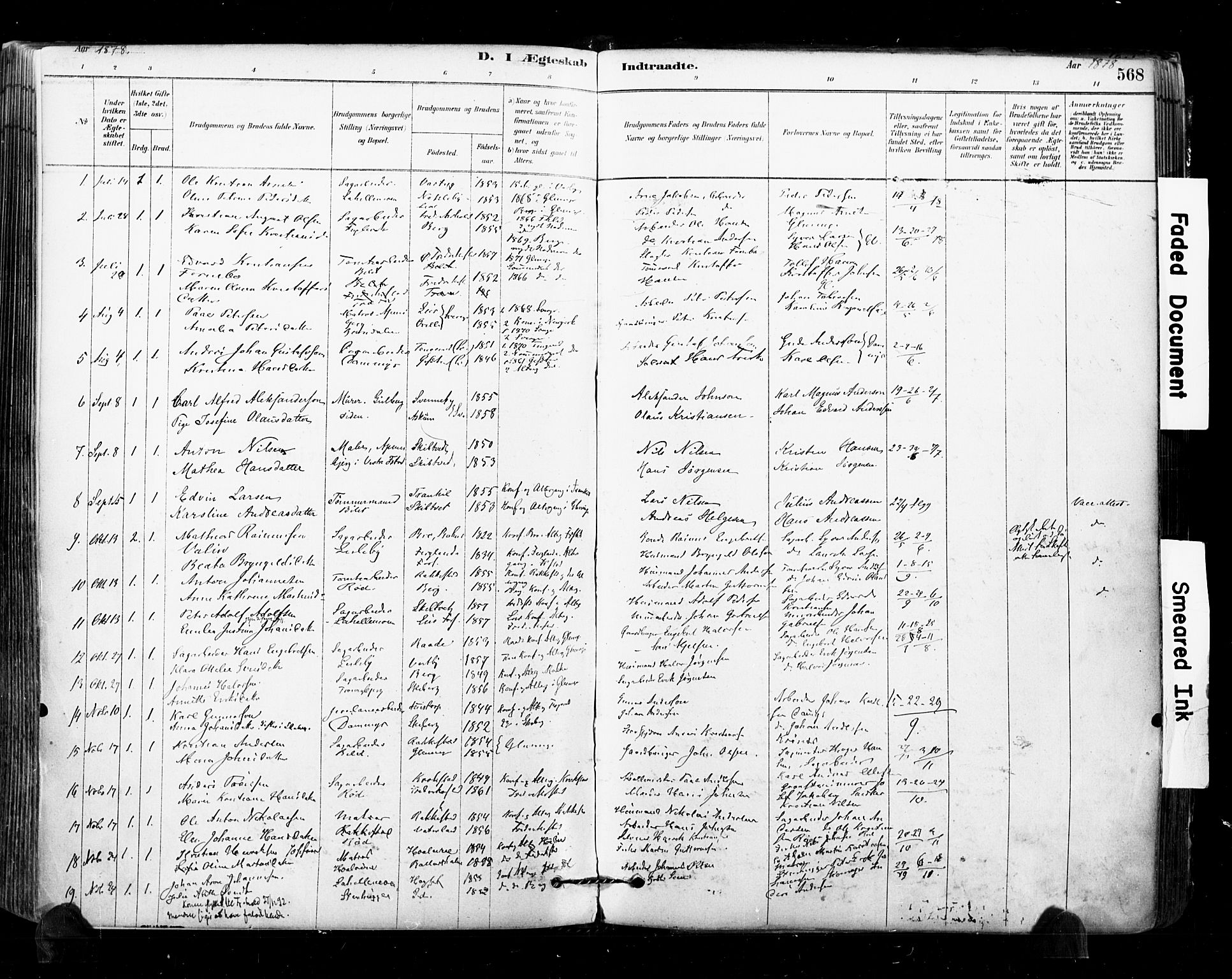 Glemmen prestekontor Kirkebøker, SAO/A-10908/F/Fa/L0011: Parish register (official) no. 11, 1878-1917, p. 568