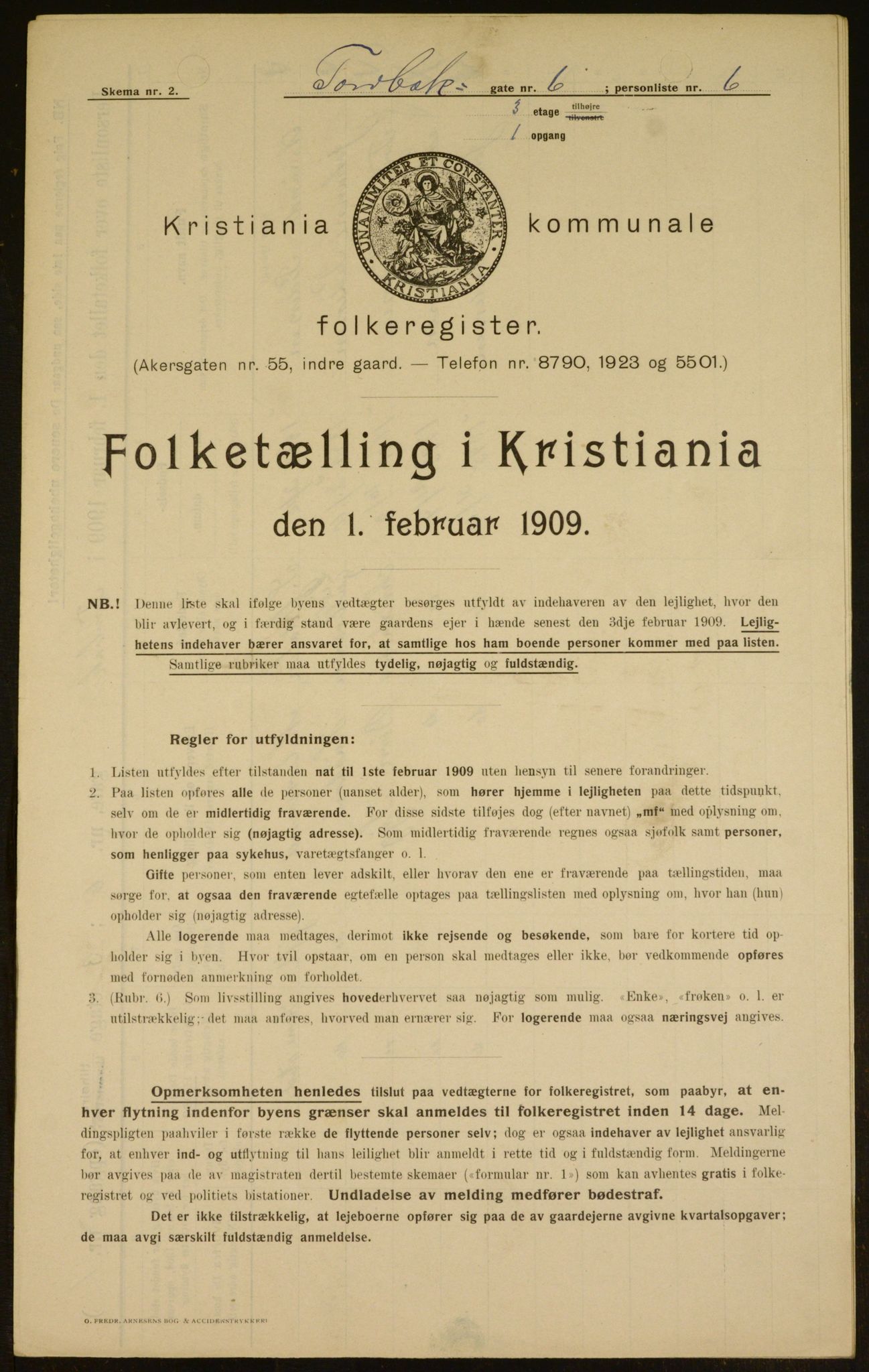 OBA, Municipal Census 1909 for Kristiania, 1909, p. 104401