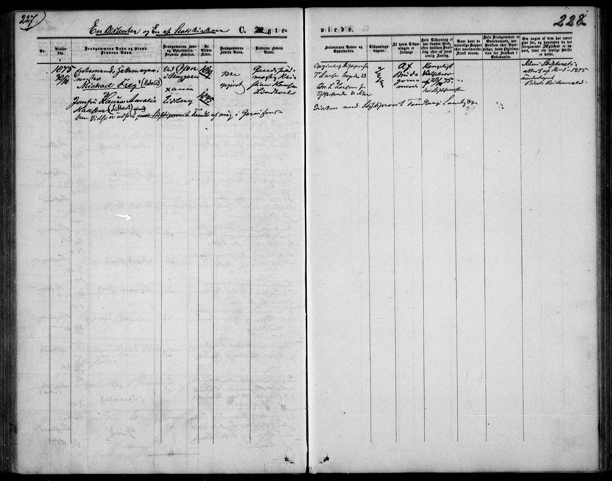Garnisonsmenigheten Kirkebøker, AV/SAO-A-10846/F/Fa/L0011: Parish register (official) no. 11, 1870-1880, p. 228