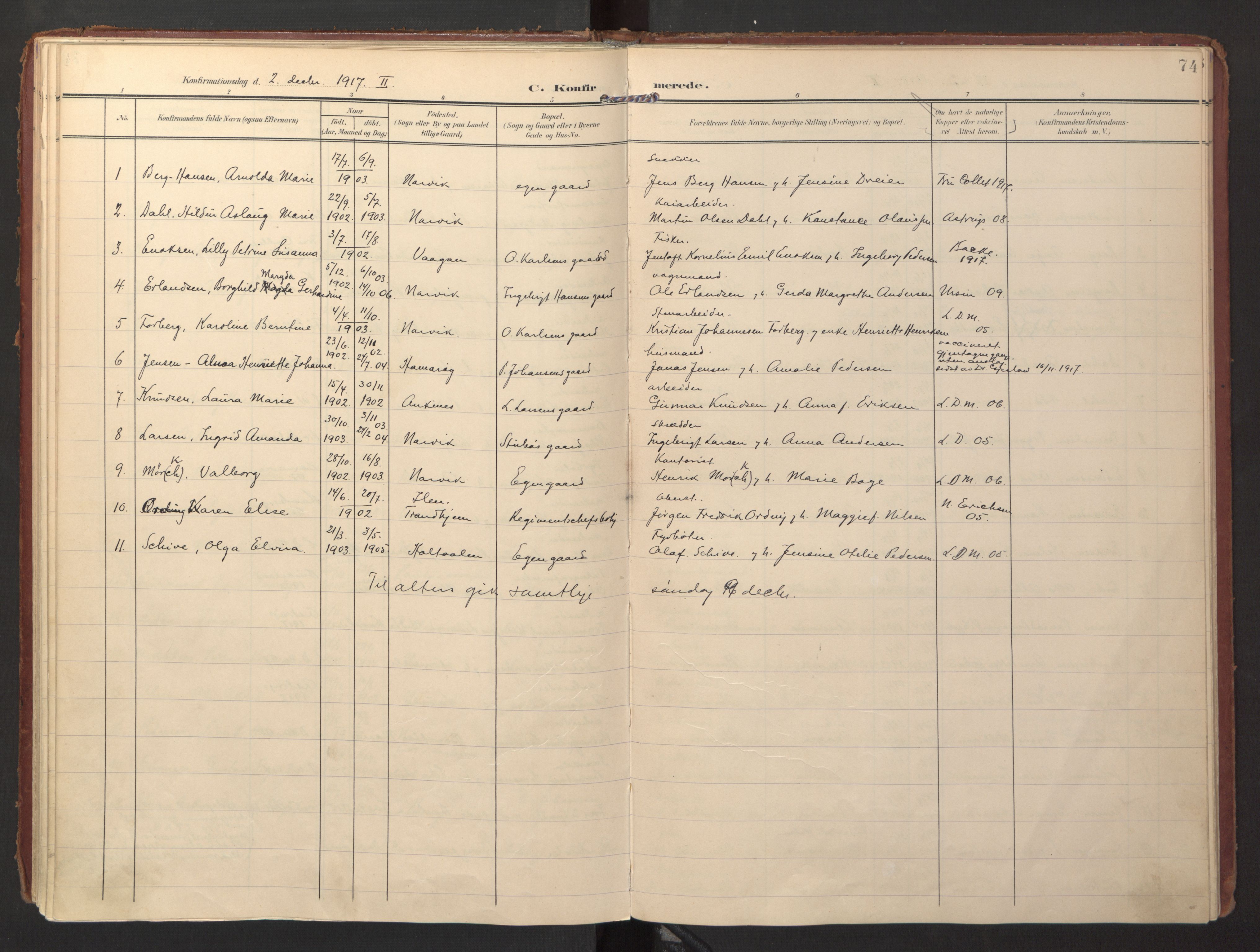 Ministerialprotokoller, klokkerbøker og fødselsregistre - Nordland, SAT/A-1459/871/L0998: Parish register (official) no. 871A14, 1902-1921, p. 74