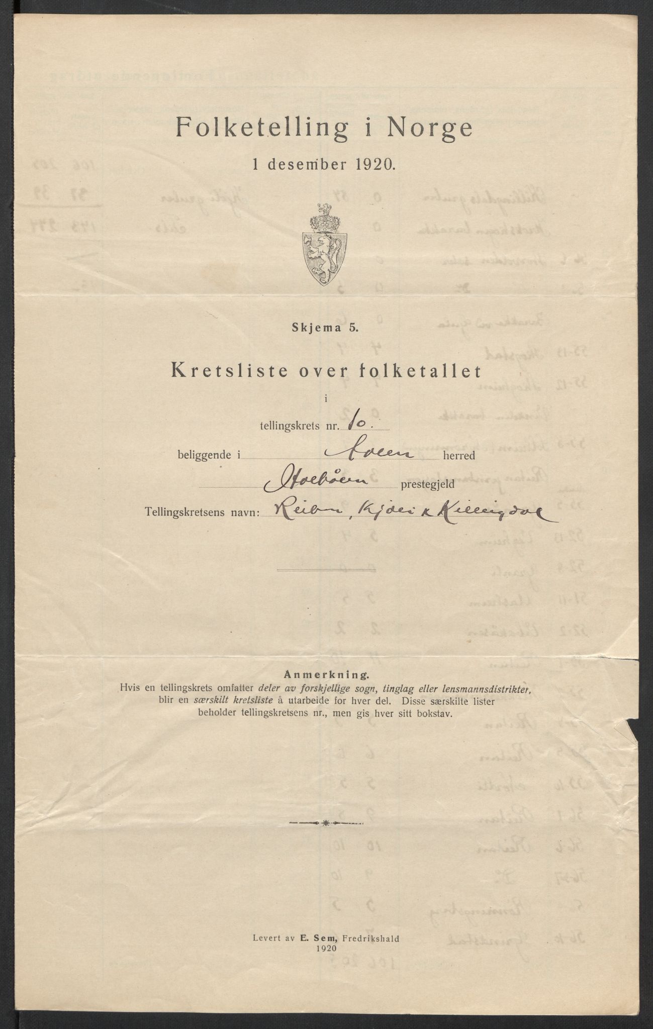 SAT, 1920 census for Ålen, 1920, p. 33