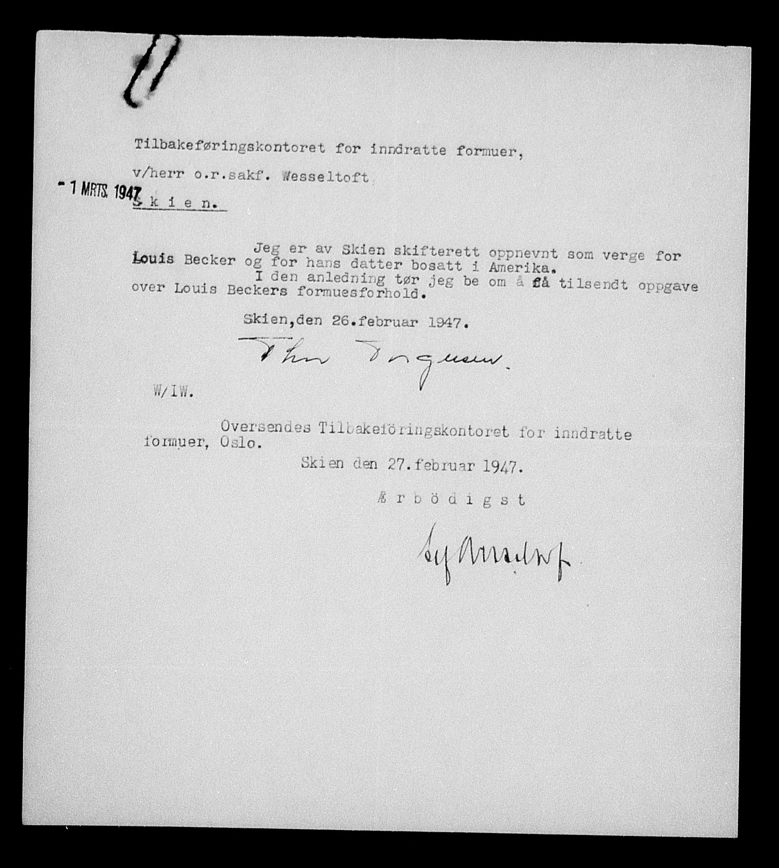 Justisdepartementet, Tilbakeføringskontoret for inndratte formuer, AV/RA-S-1564/H/Hc/Hcd/L0990: --, 1945-1947, p. 484