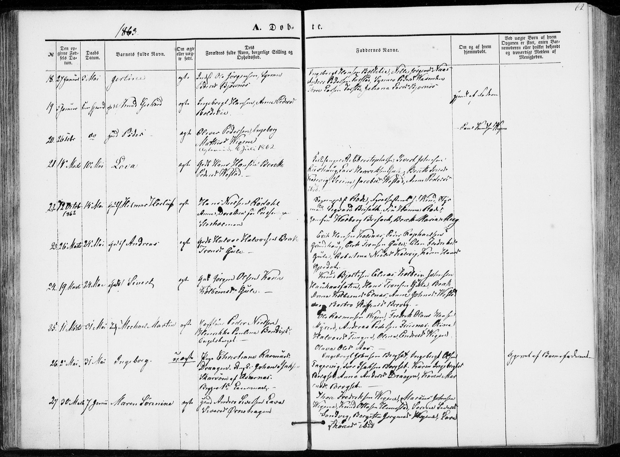 Ministerialprotokoller, klokkerbøker og fødselsregistre - Møre og Romsdal, AV/SAT-A-1454/566/L0767: Parish register (official) no. 566A06, 1852-1868, p. 62