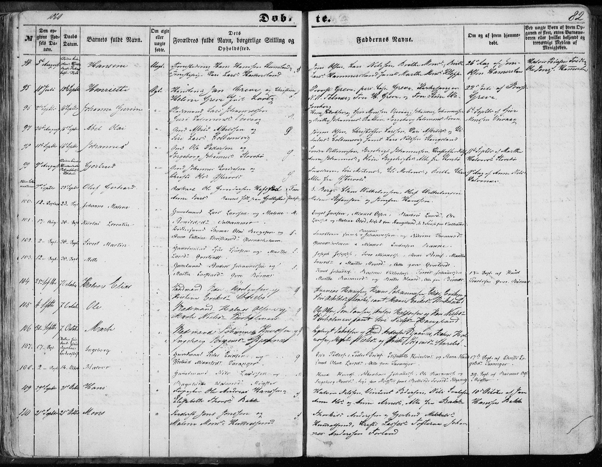 Sund sokneprestembete, SAB/A-99930: Parish register (official) no. A 14, 1850-1866, p. 82