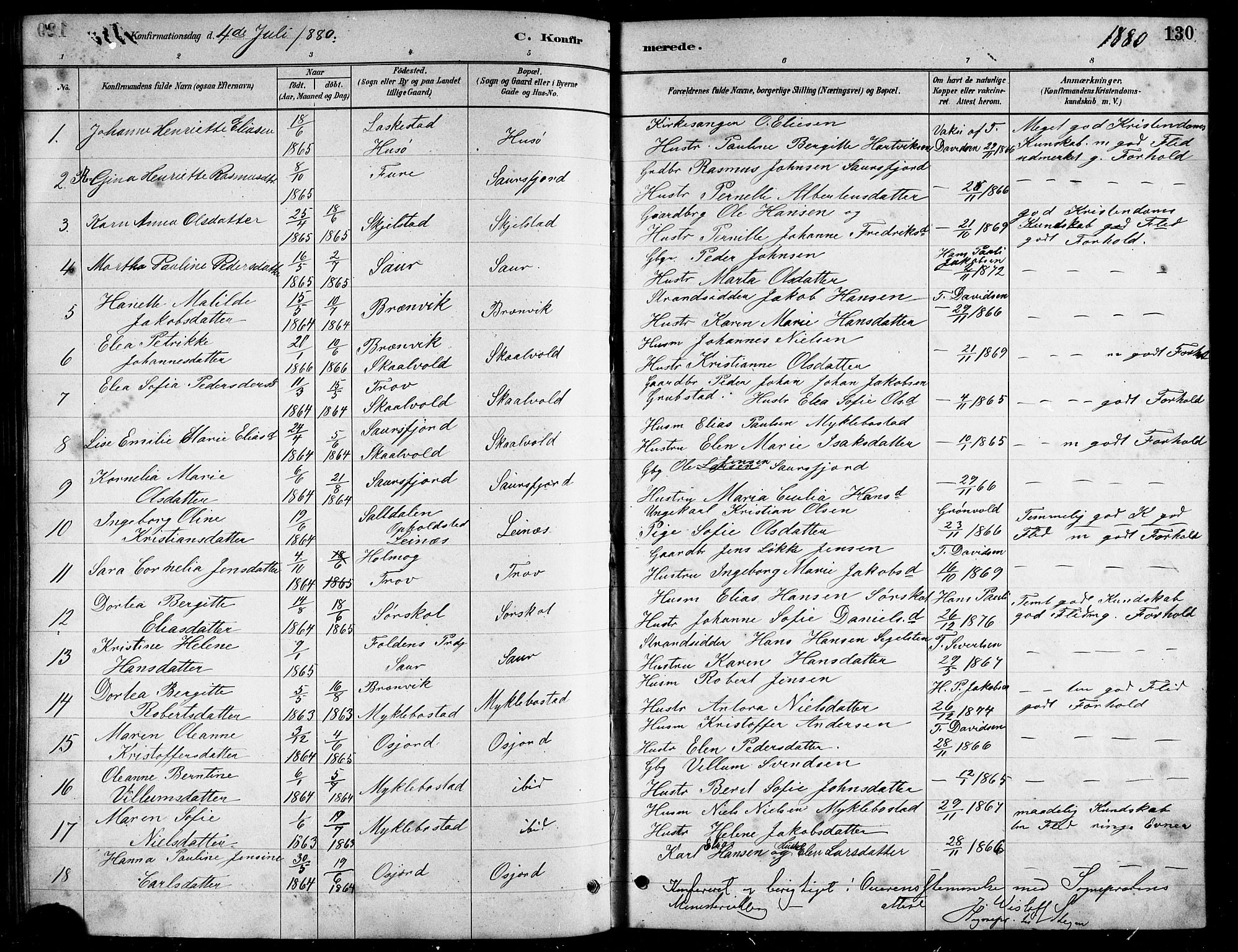 Ministerialprotokoller, klokkerbøker og fødselsregistre - Nordland, AV/SAT-A-1459/857/L0828: Parish register (copy) no. 857C03, 1879-1908, p. 130