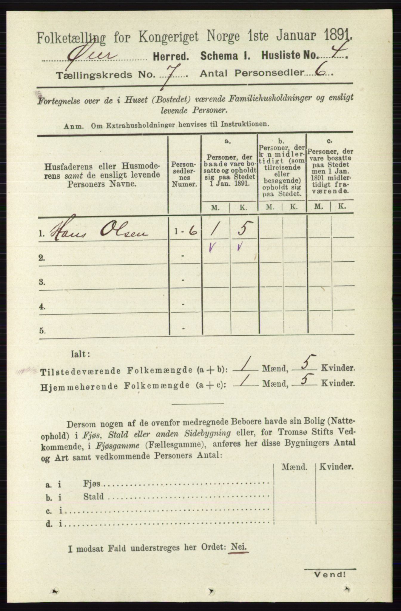 RA, 1891 census for 0521 Øyer, 1891, p. 2446