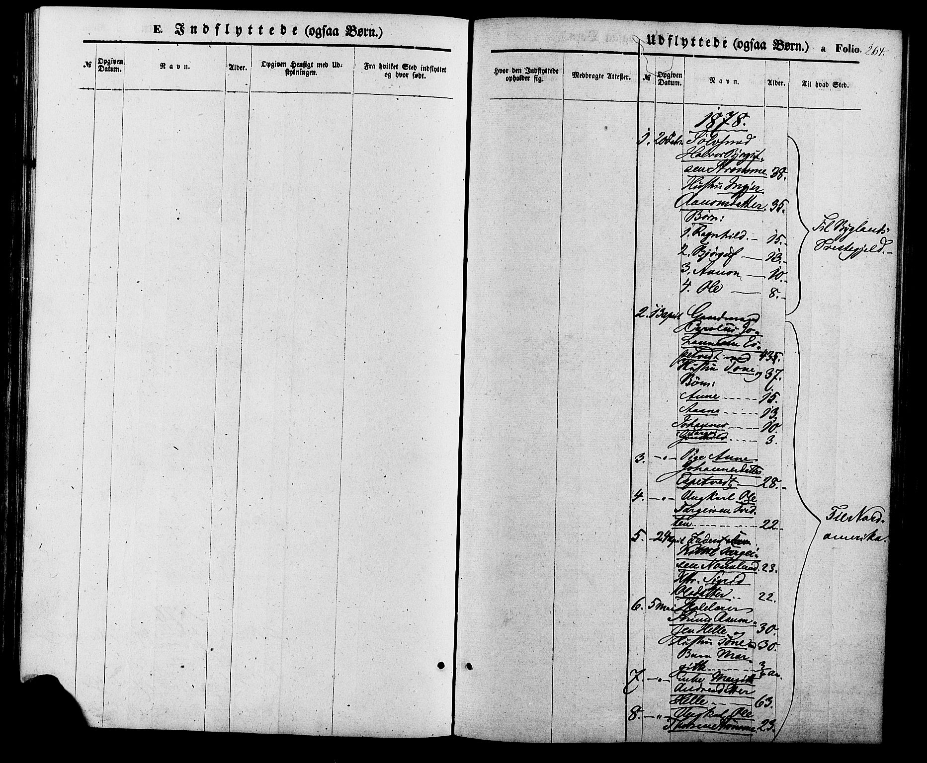 Valle sokneprestkontor, AV/SAK-1111-0044/F/Fa/Fac/L0008: Parish register (official) no. A 8, 1868-1882, p. 264