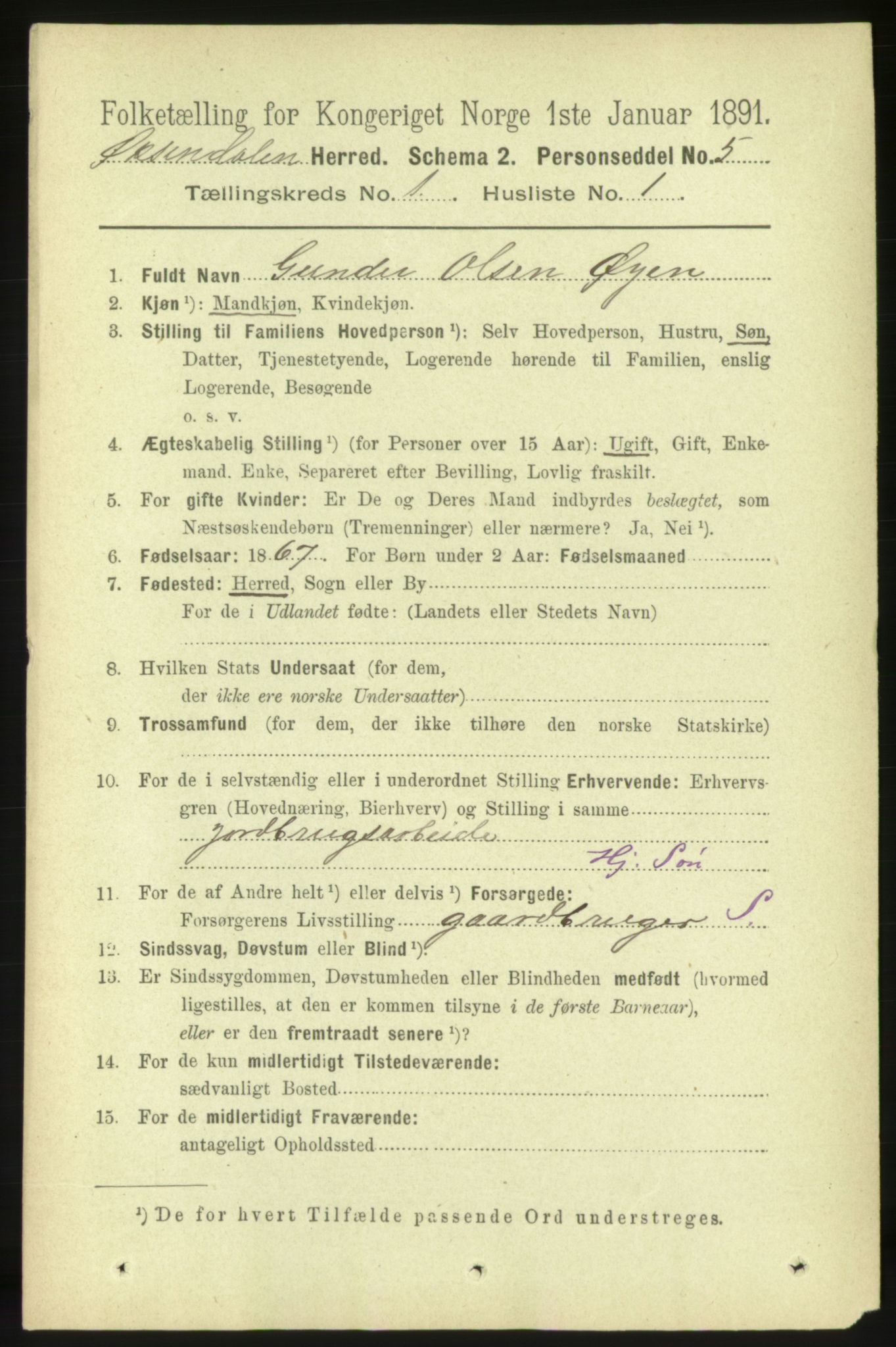 RA, 1891 census for 1561 Øksendal, 1891, p. 47