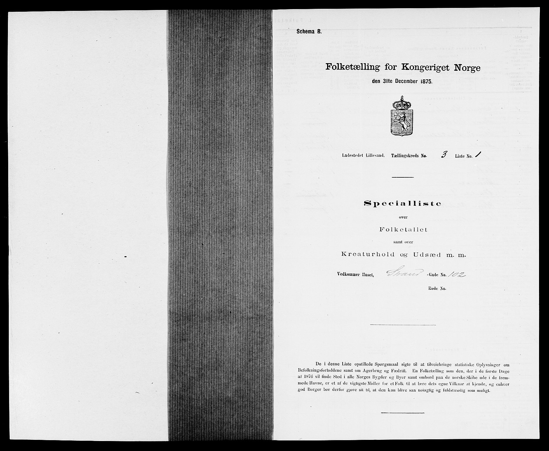 SAK, 1875 census for 0905B Vestre Moland/Lillesand, 1875, p. 204