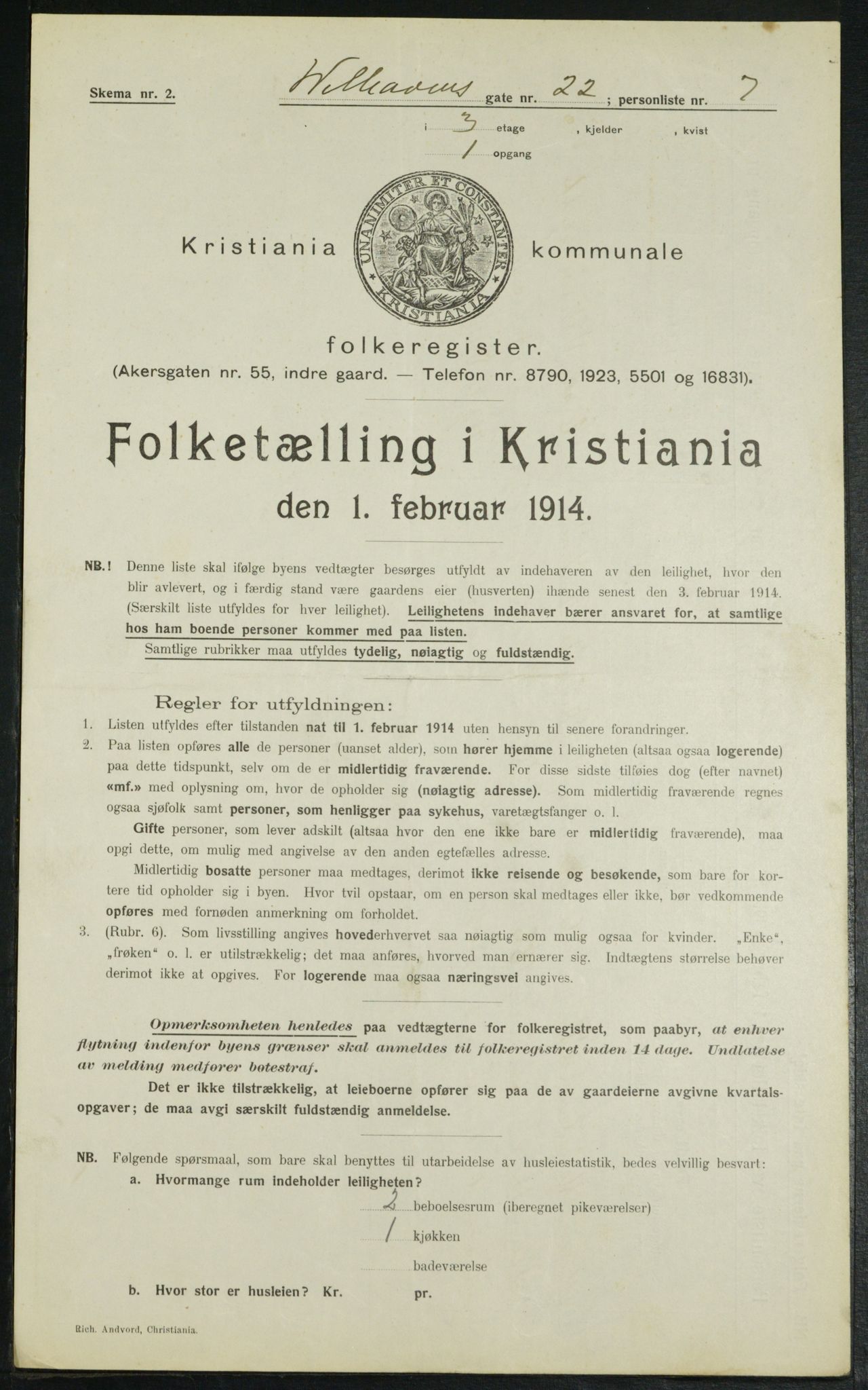 OBA, Municipal Census 1914 for Kristiania, 1914, p. 128764