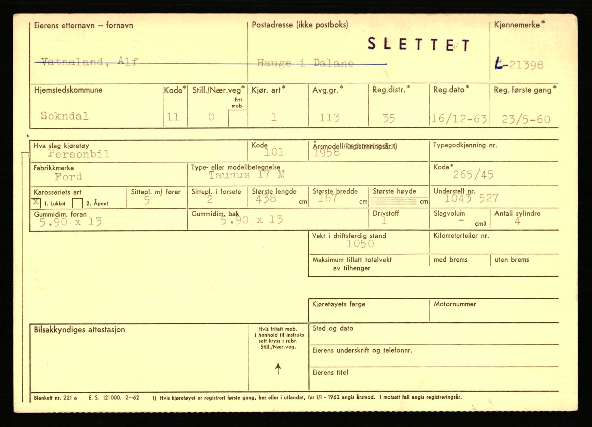 Stavanger trafikkstasjon, AV/SAST-A-101942/0/F/L0037: L-20500 - L-21499, 1930-1971, p. 2143