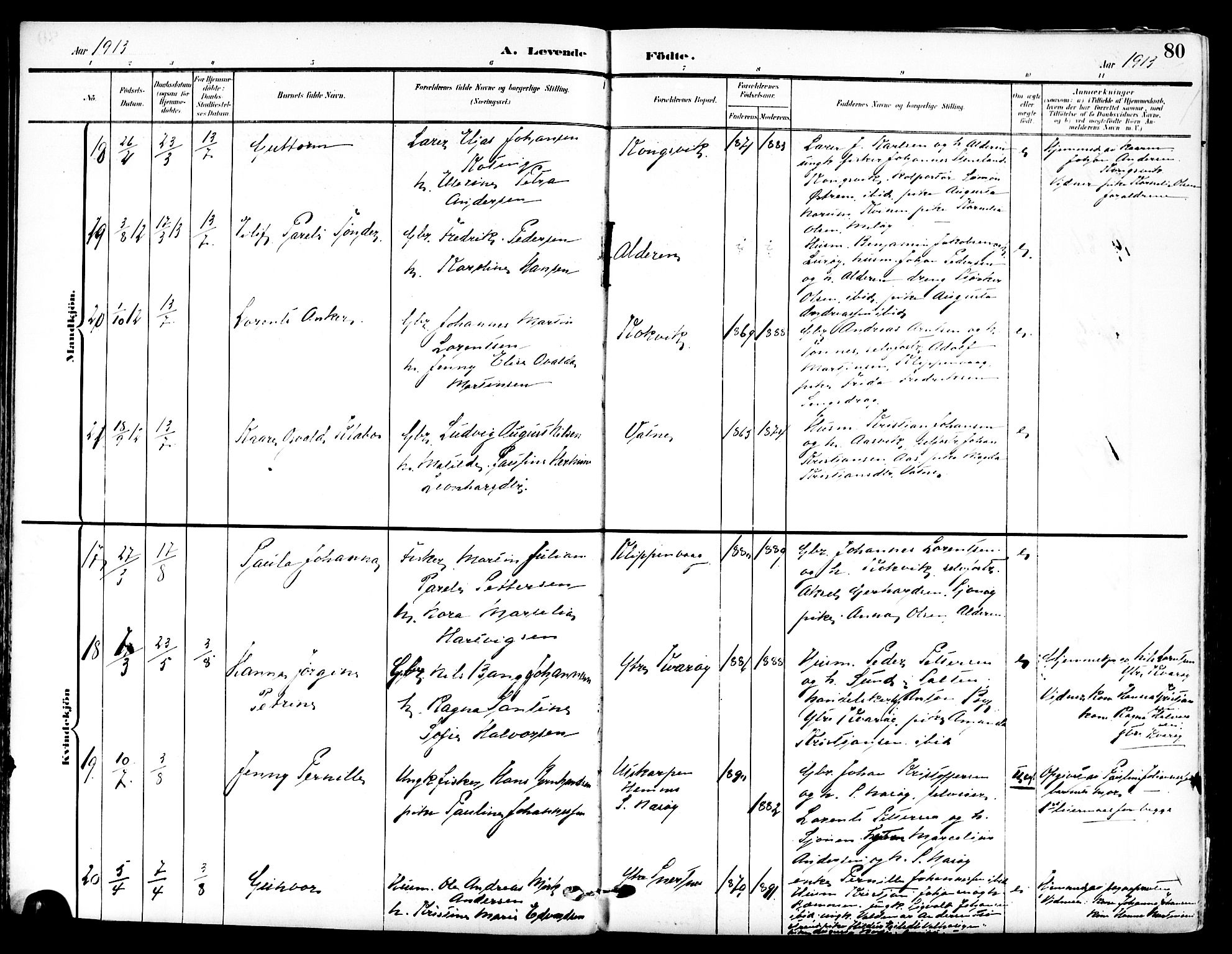 Ministerialprotokoller, klokkerbøker og fødselsregistre - Nordland, AV/SAT-A-1459/839/L0569: Parish register (official) no. 839A06, 1903-1922, p. 80